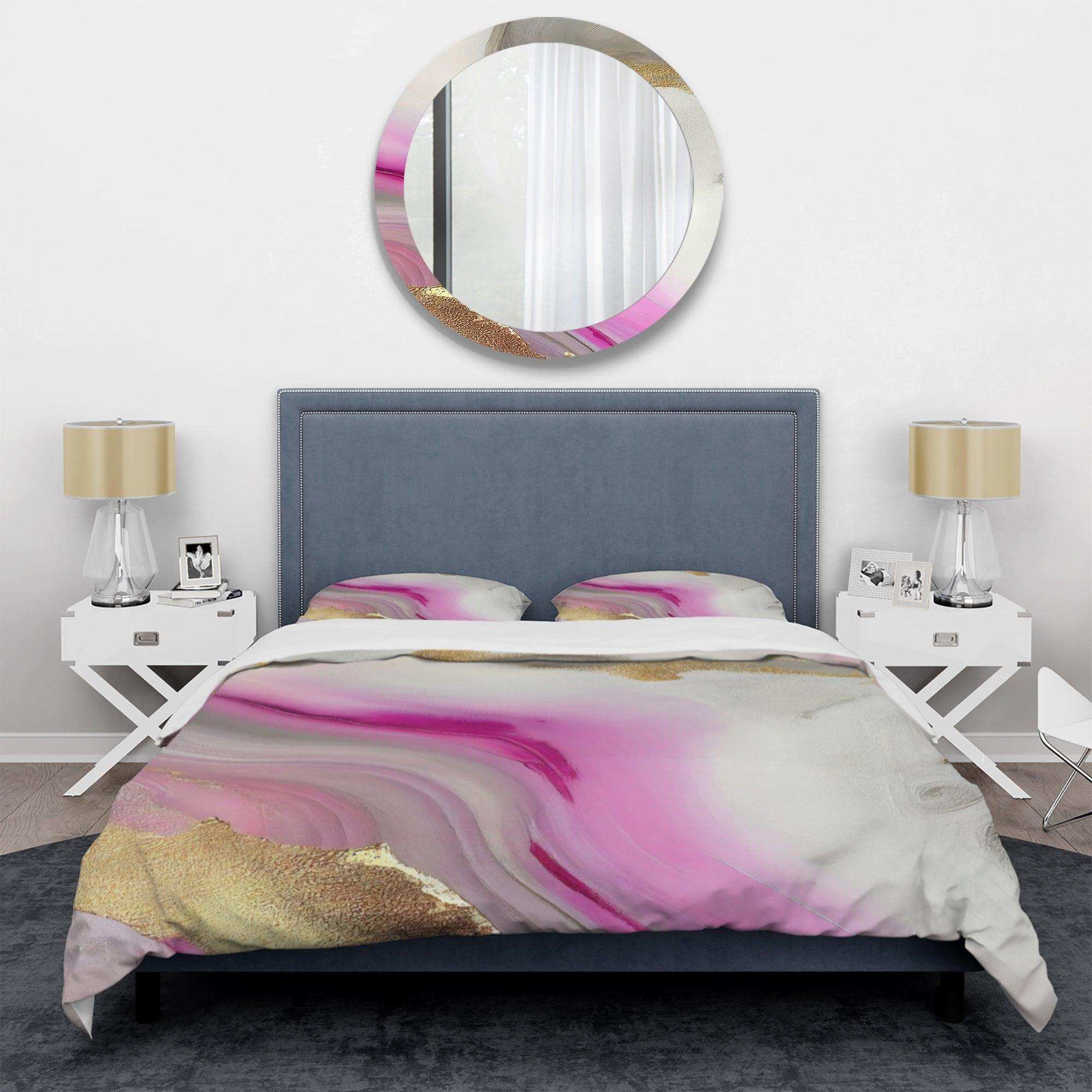 Pink And Gold Marble Abstract II - Duvet Cover Set
