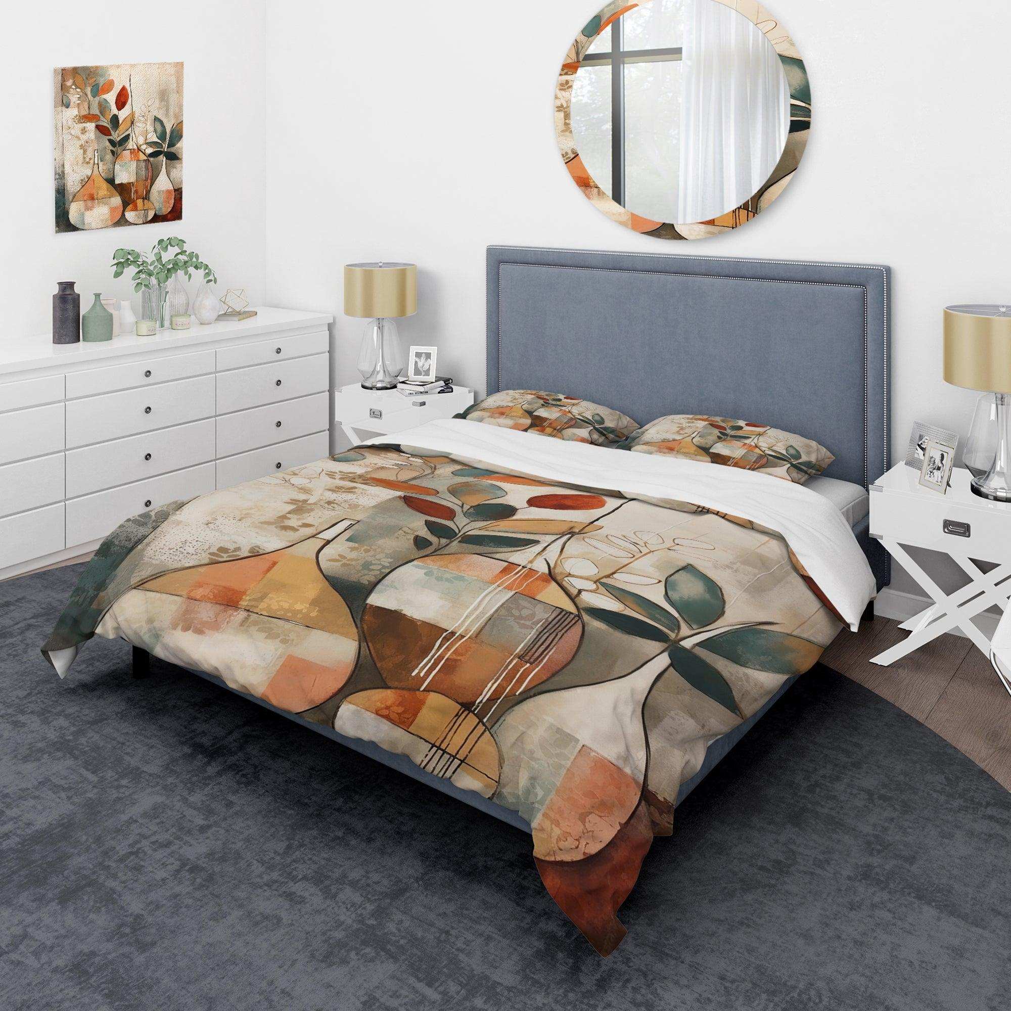 Green And Beige Channeling Bohemian Vibes - Duvet Cover Set