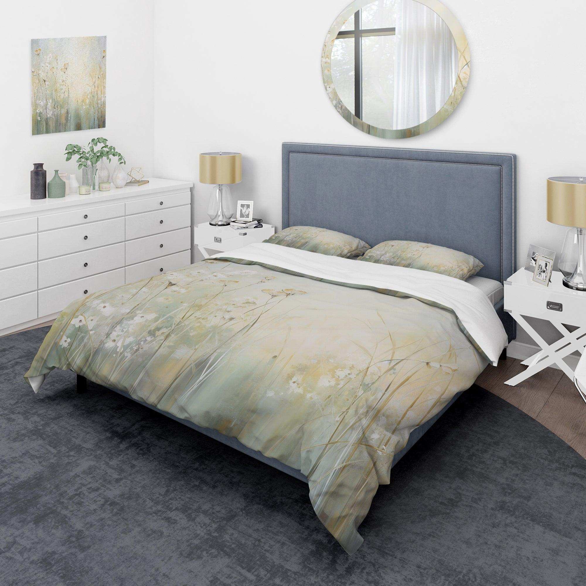 Green Beige Serene Meadows I - Duvet Cover Set