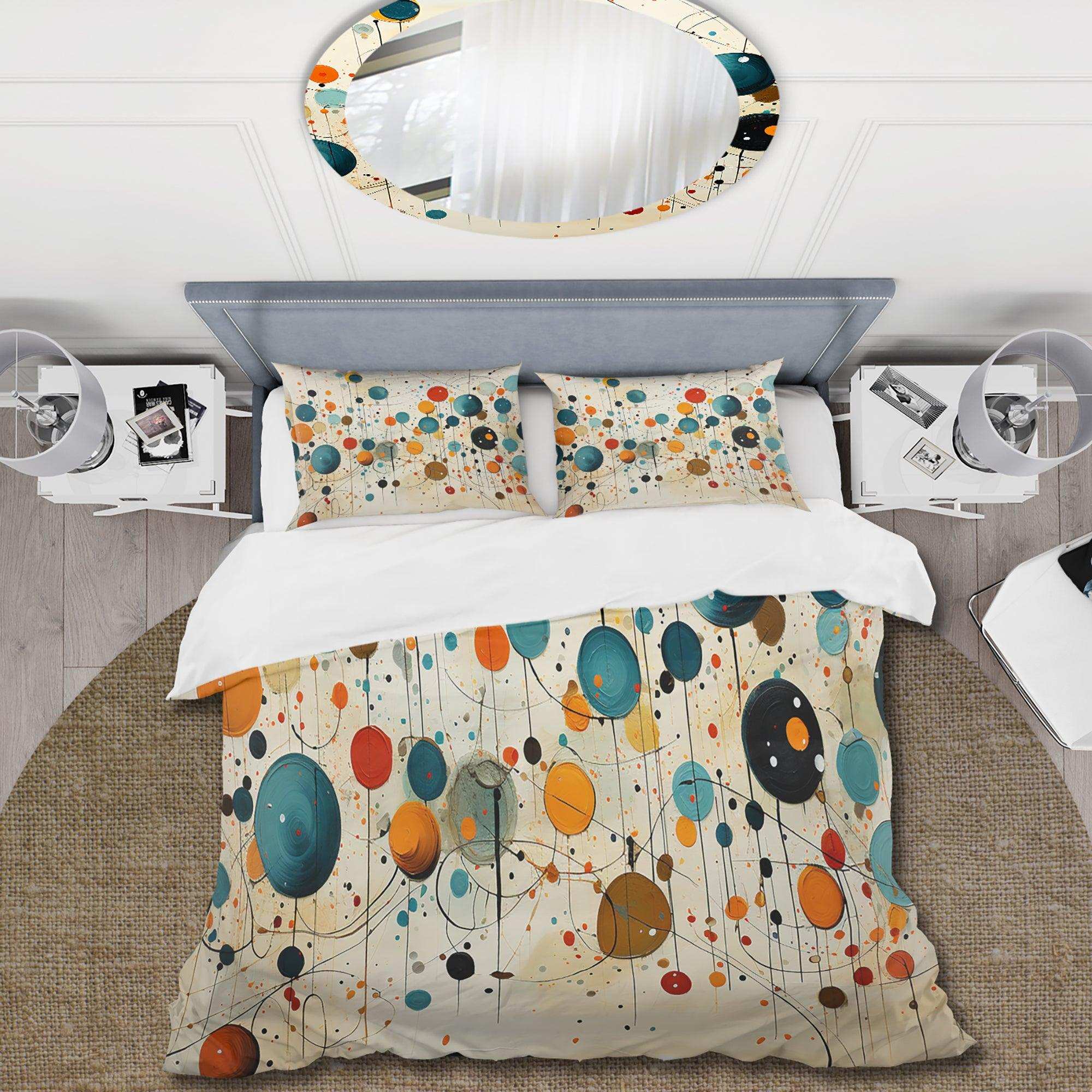 Green Beige Mid Century Abstract Retro IV - Duvet Cover Set