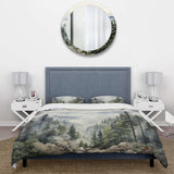 Pine Tree Misty Mountain I - Duvet Cover Set
