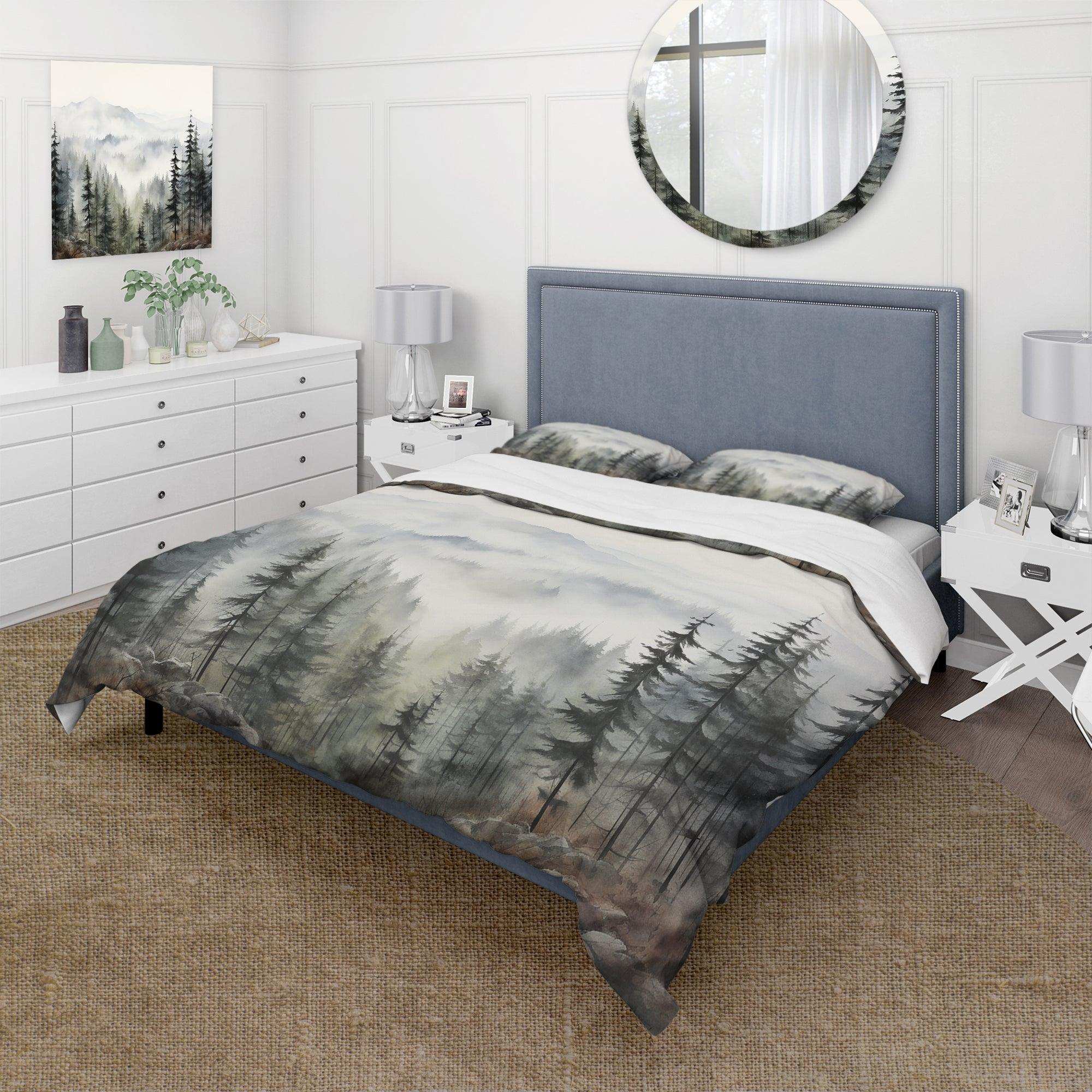Pine Tree Misty Mountain II - Duvet Cover Set