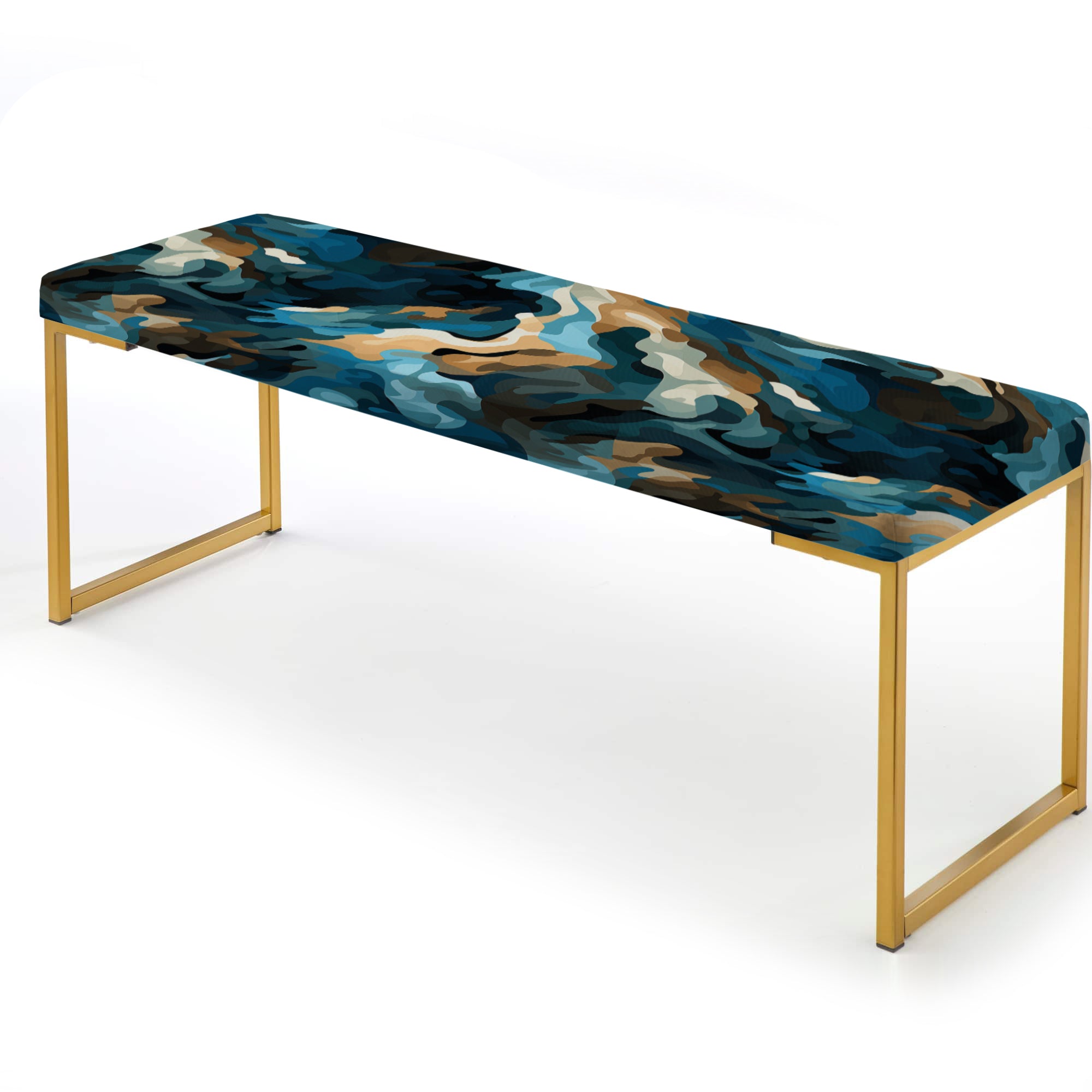 Futuristic Stealth Black And Blue" Upholstered Abstract Bench - Modern Bench