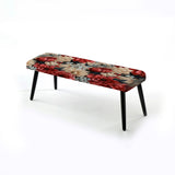 Coral Gingham Charm Floral Pattern" Upholstered Floral Bench - Traditional Bench