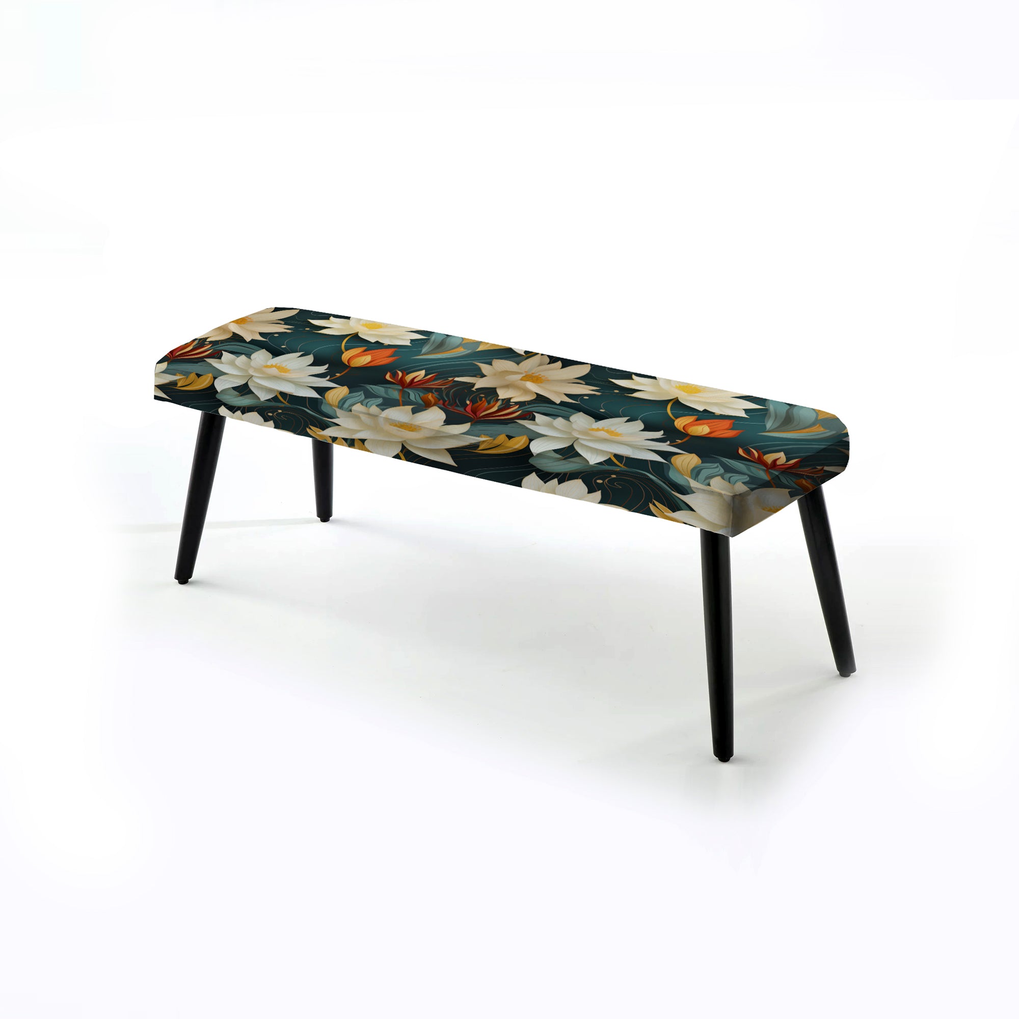 Zen Oasis Of Calm Mediation" Upholstered Floral Bench - Bohemian Bench