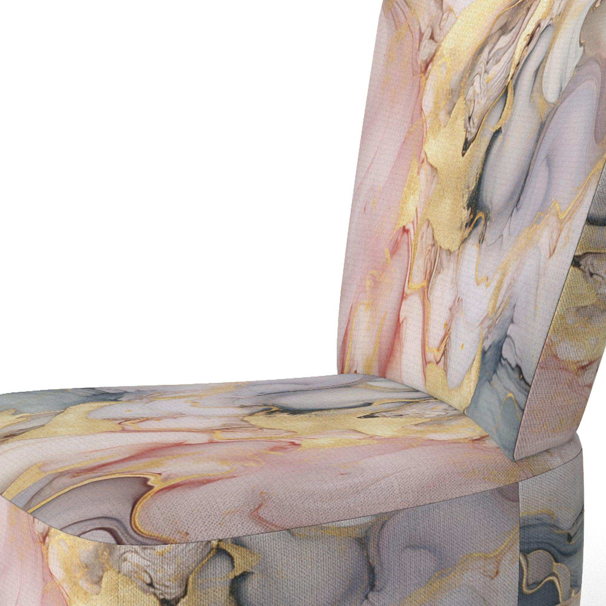 Grey and Pink Tender Liquid Ink Art I- Upholstered Accent Chair