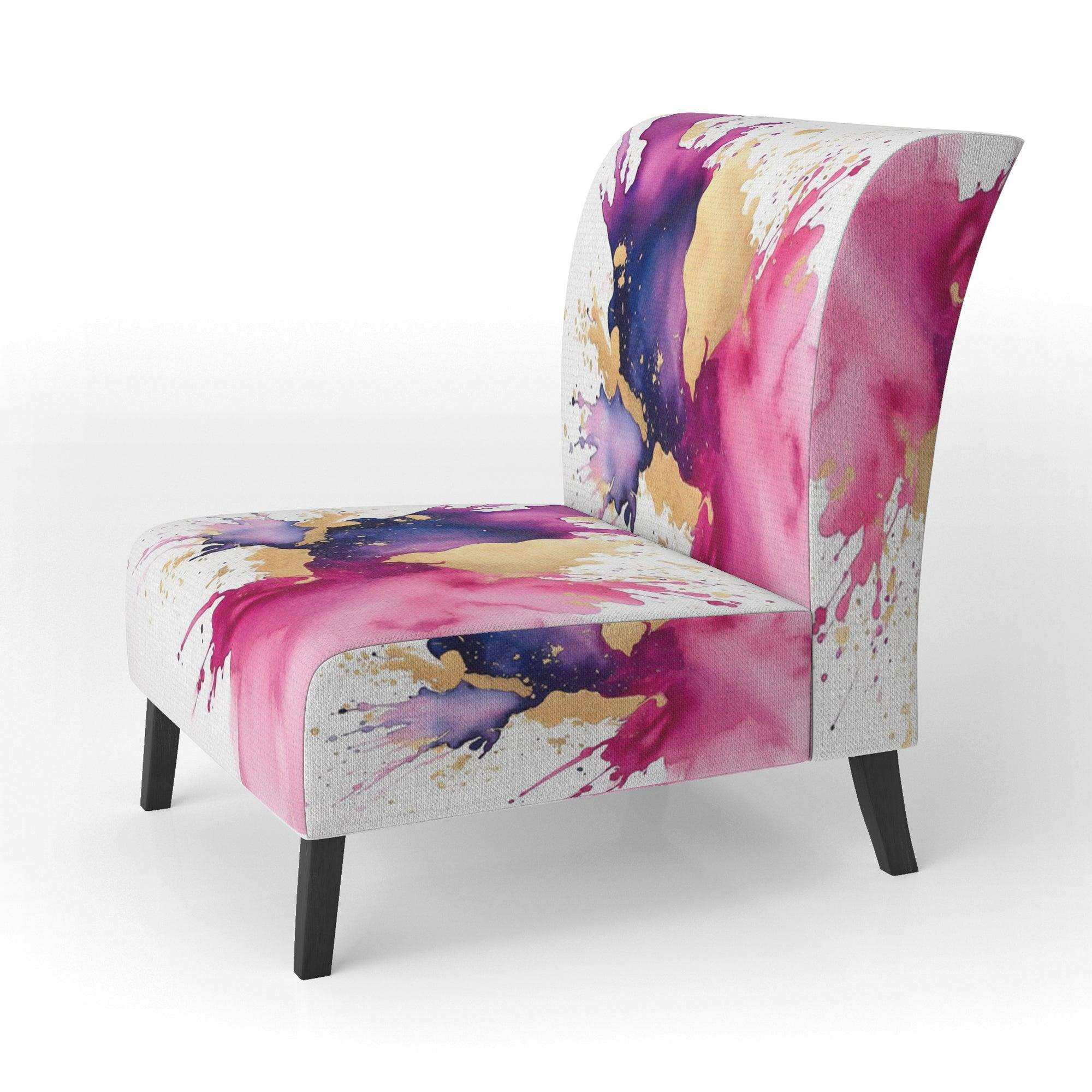 Purple and Pink Strokes VII- Upholstered Accent Chair
