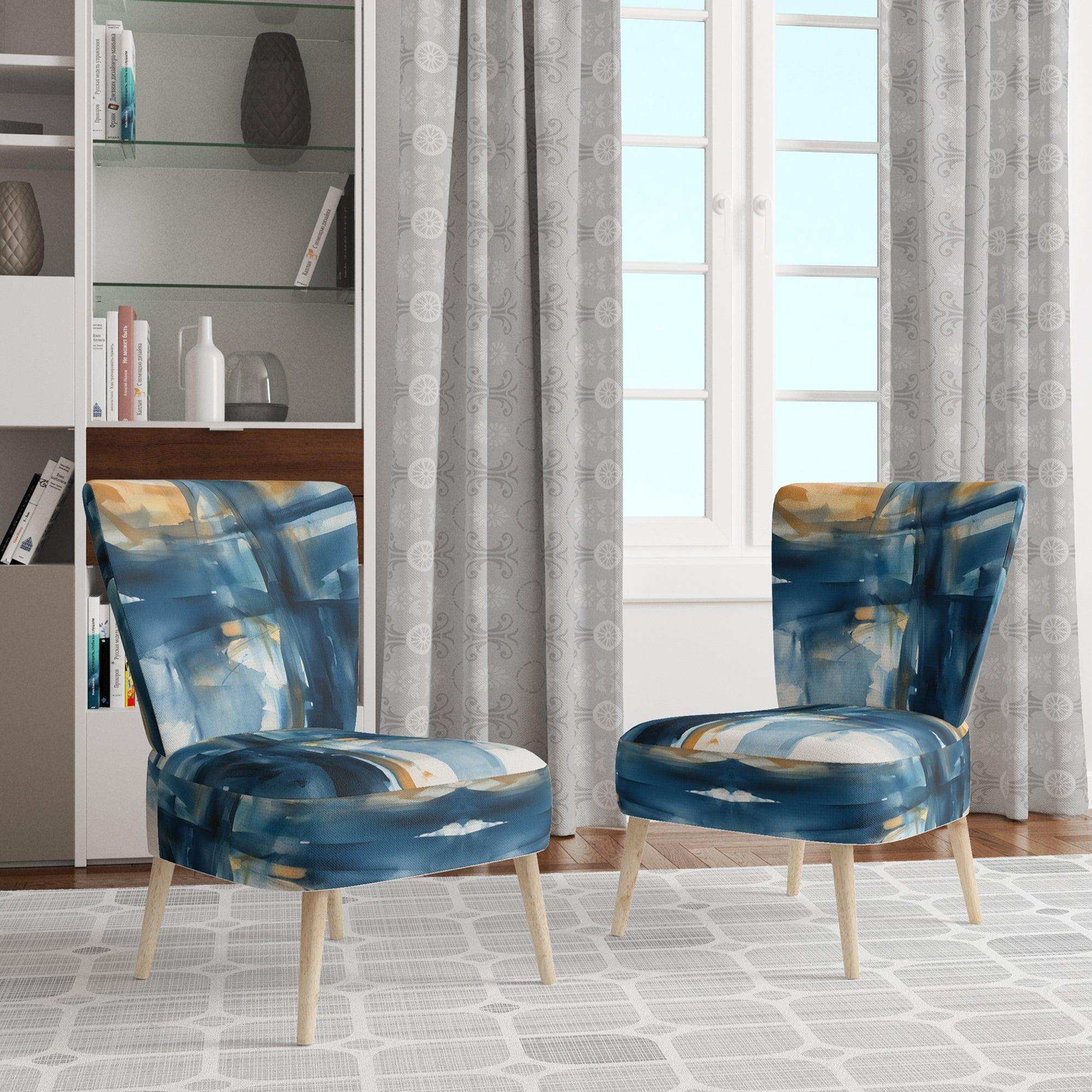 Blue and Gold Fusion VIII- Upholstered Accent Chair