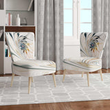 White Stained Glass Floral Floral Accent Chair