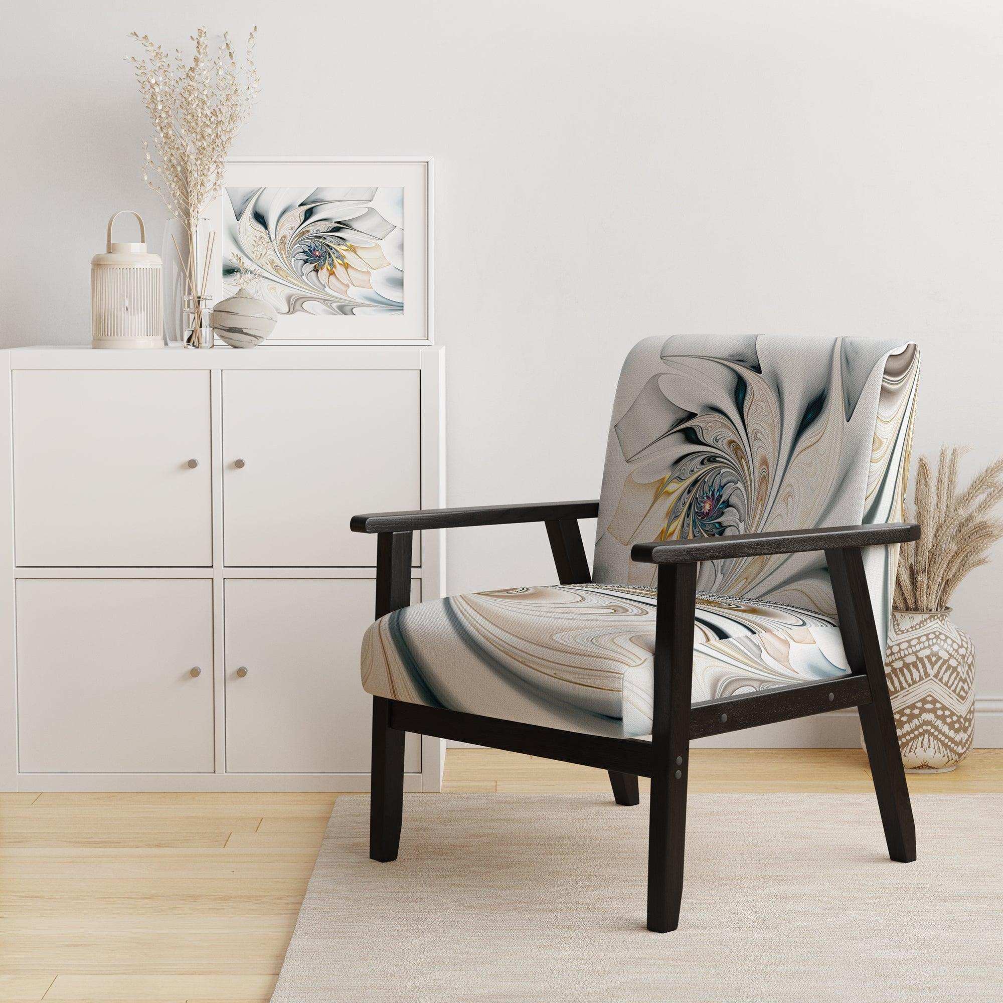 White Stained Glass Floral Floral Accent Chair