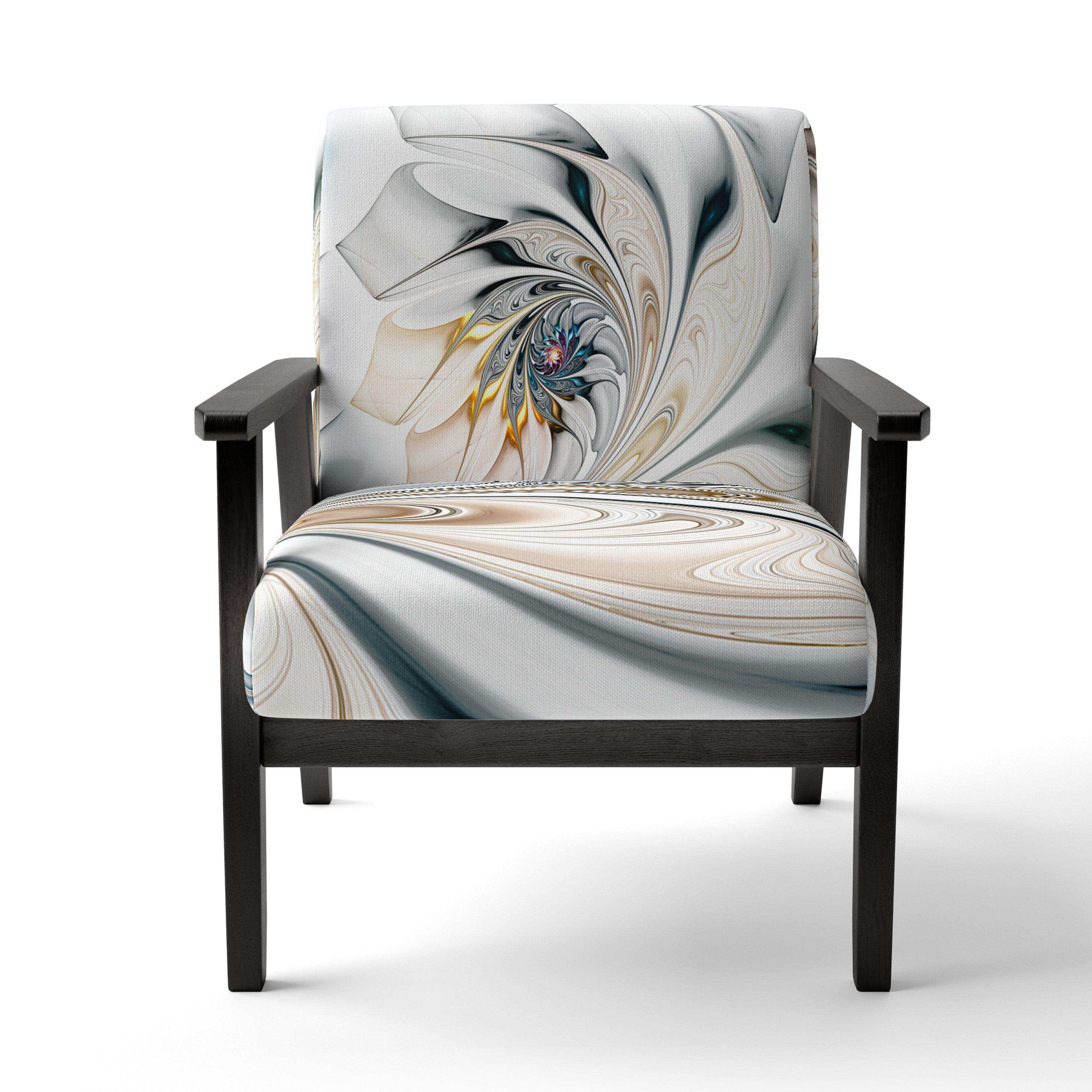 White Stained Glass Floral Floral Accent Chair