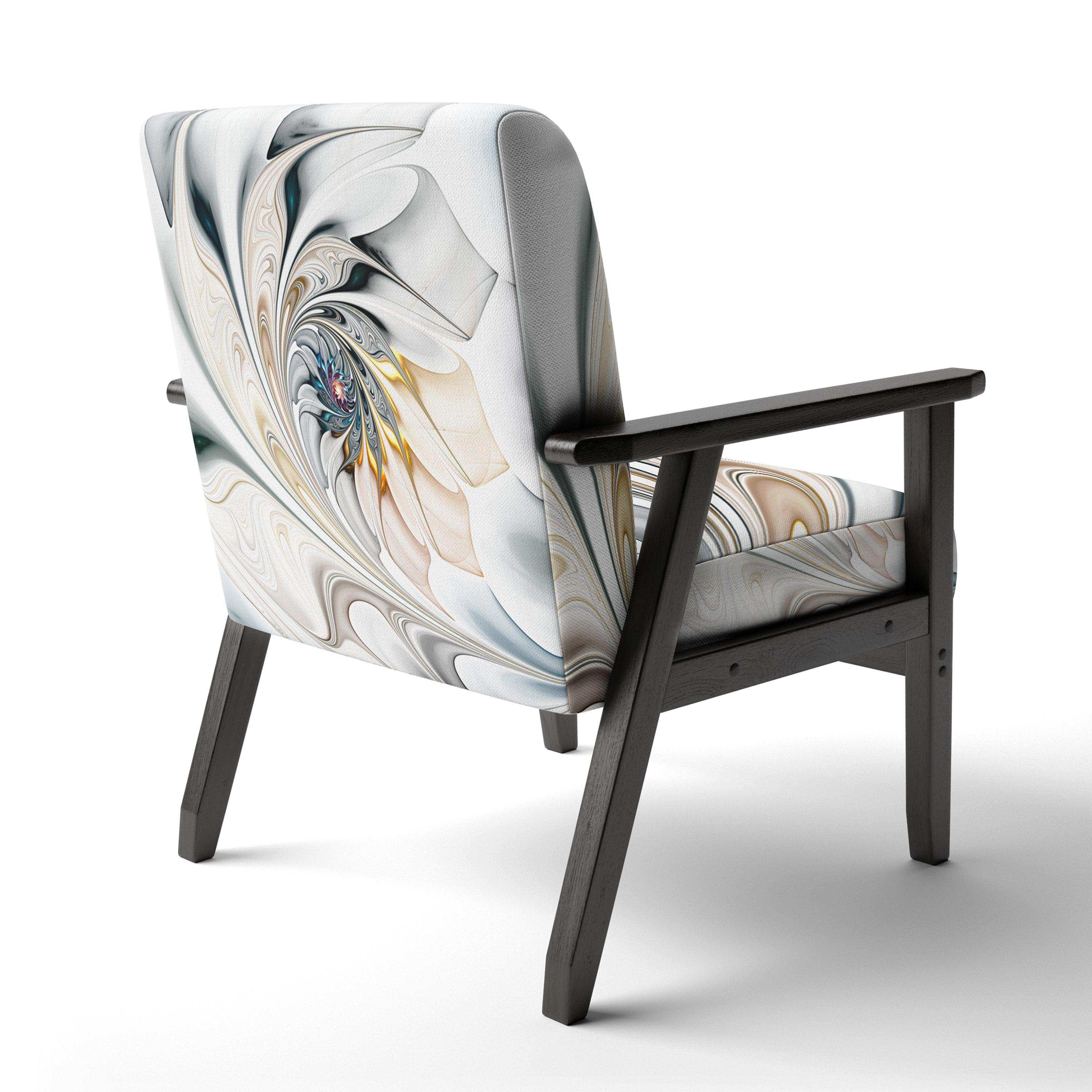 White Stained Glass Floral Floral Accent Chair