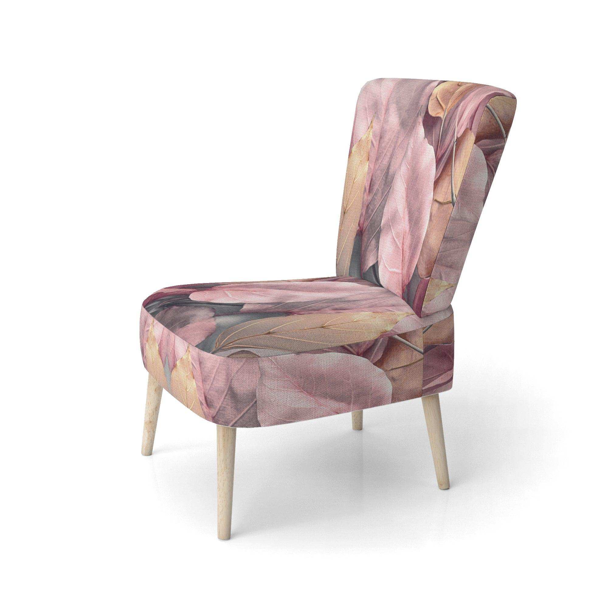 Gold Pink Leafs Harmony II- Upholstered Accent Chair