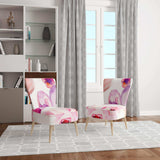 Seamless Pattern of Pink Flowers Floral Accent Chair