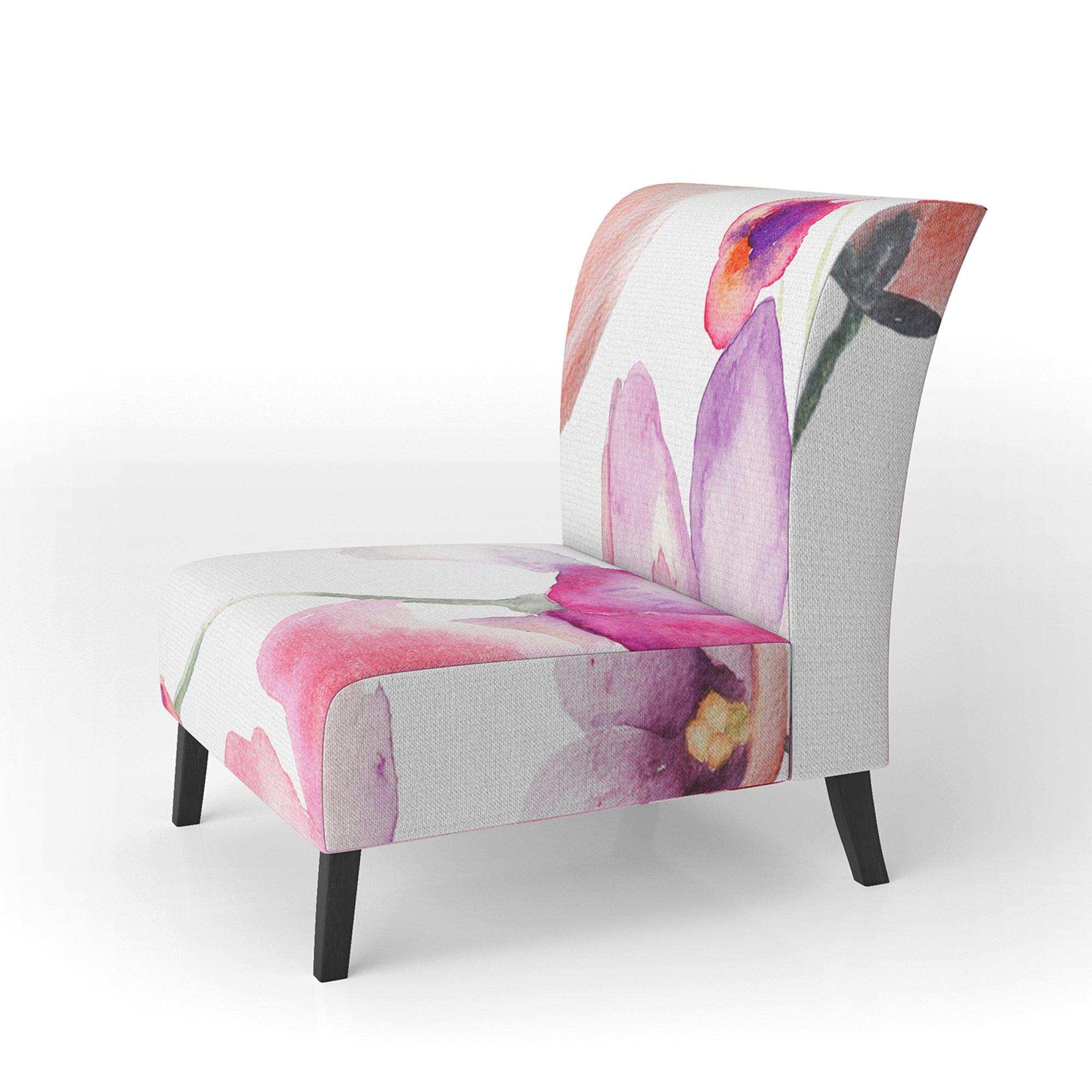 Seamless Pattern of Pink Flowers Floral Accent Chair