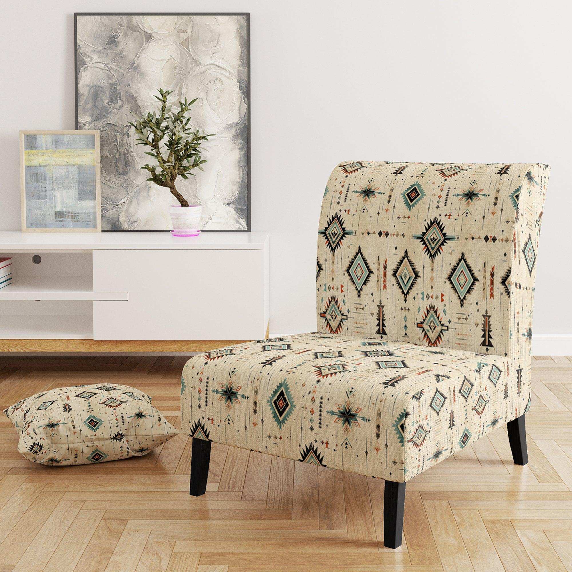 Tribal Nomad Boho Pattern- Upholstered Accent Chair