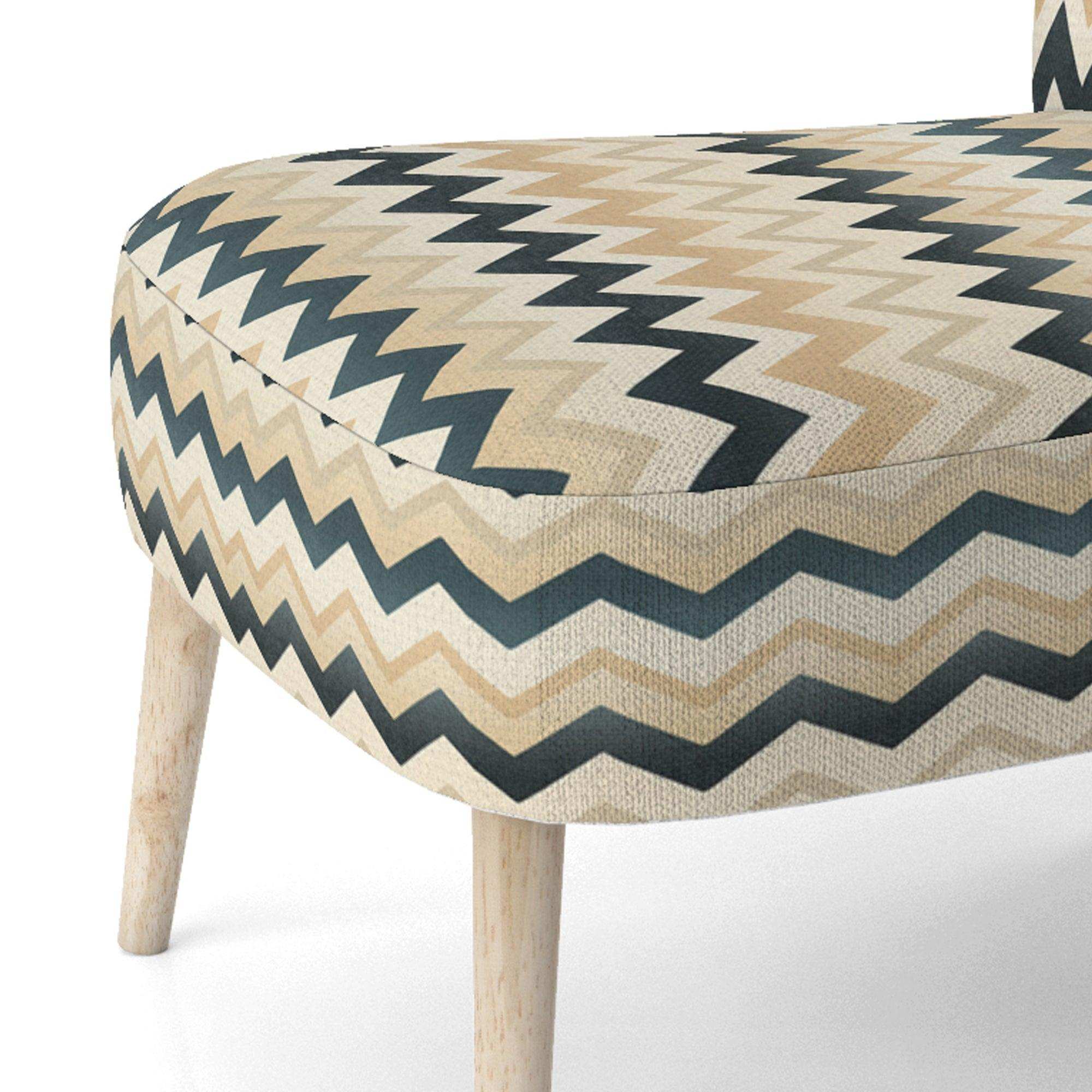 Ivory Boho Accents Chevron- Upholstered Accent Chair