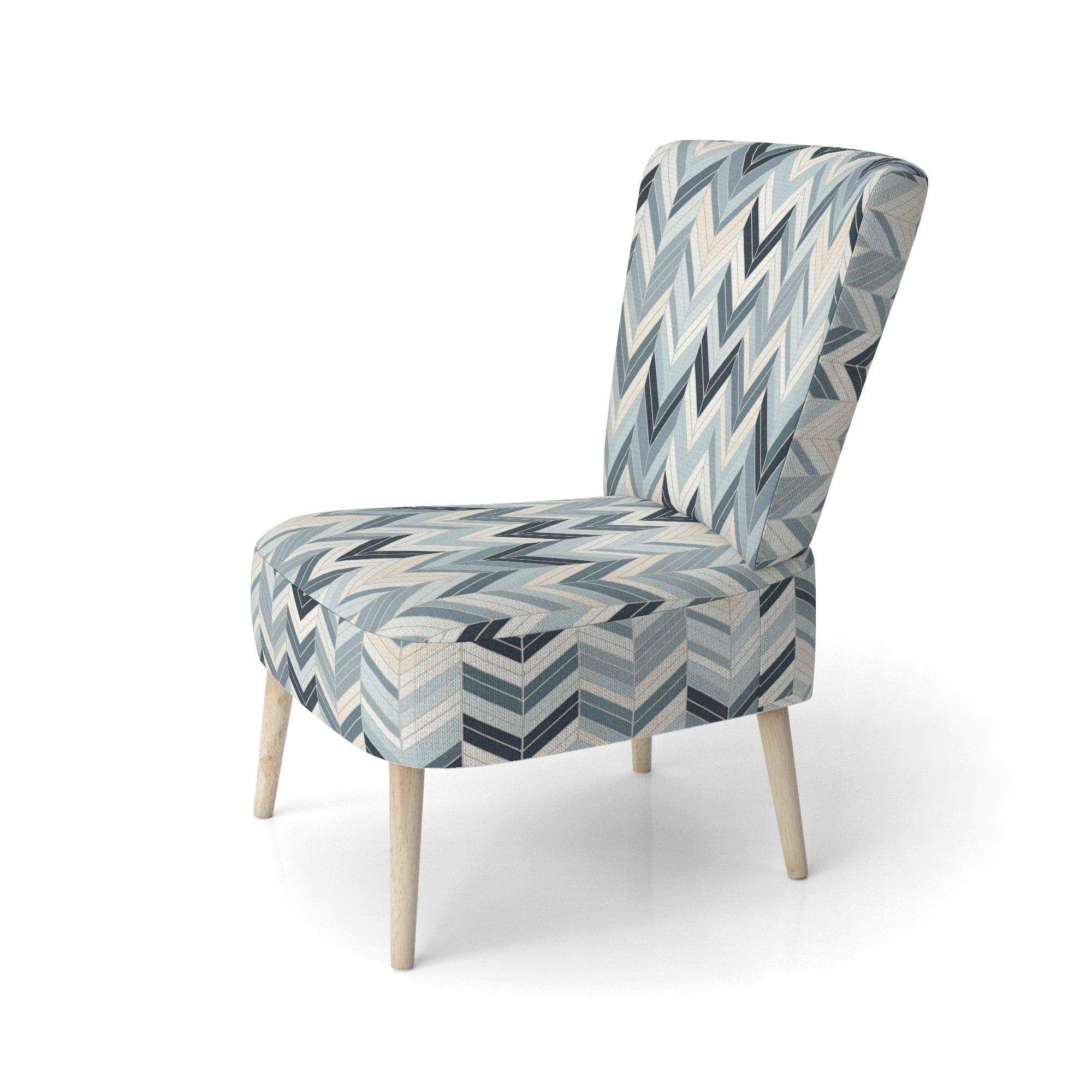Grey And White Herringbone Chevron Pattern- Upholstered Accent Chair