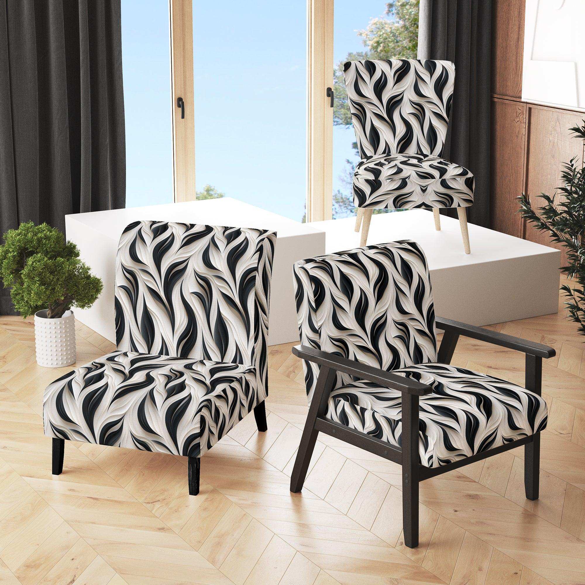 White And Black Minimalist Elegance- Upholstered Accent Chair