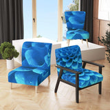 Large Light Blue Flower and Petals Floral Accent Chair