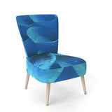 Large Light Blue Flower and Petals Floral Accent Chair