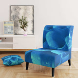 Large Light Blue Flower and Petals Floral Accent Chair