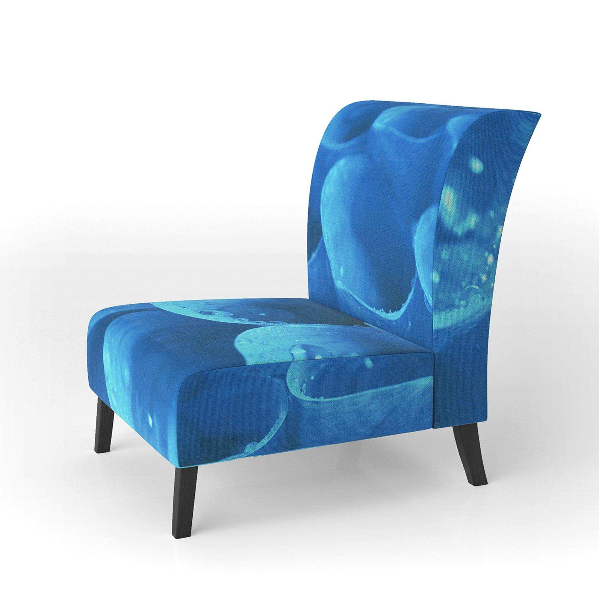 Large Light Blue Flower and Petals Floral Accent Chair