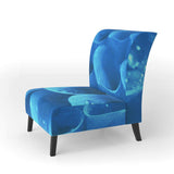 Large Light Blue Flower and Petals Floral Accent Chair