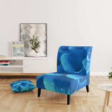 Large Light Blue Flower and Petals Floral Accent Chair