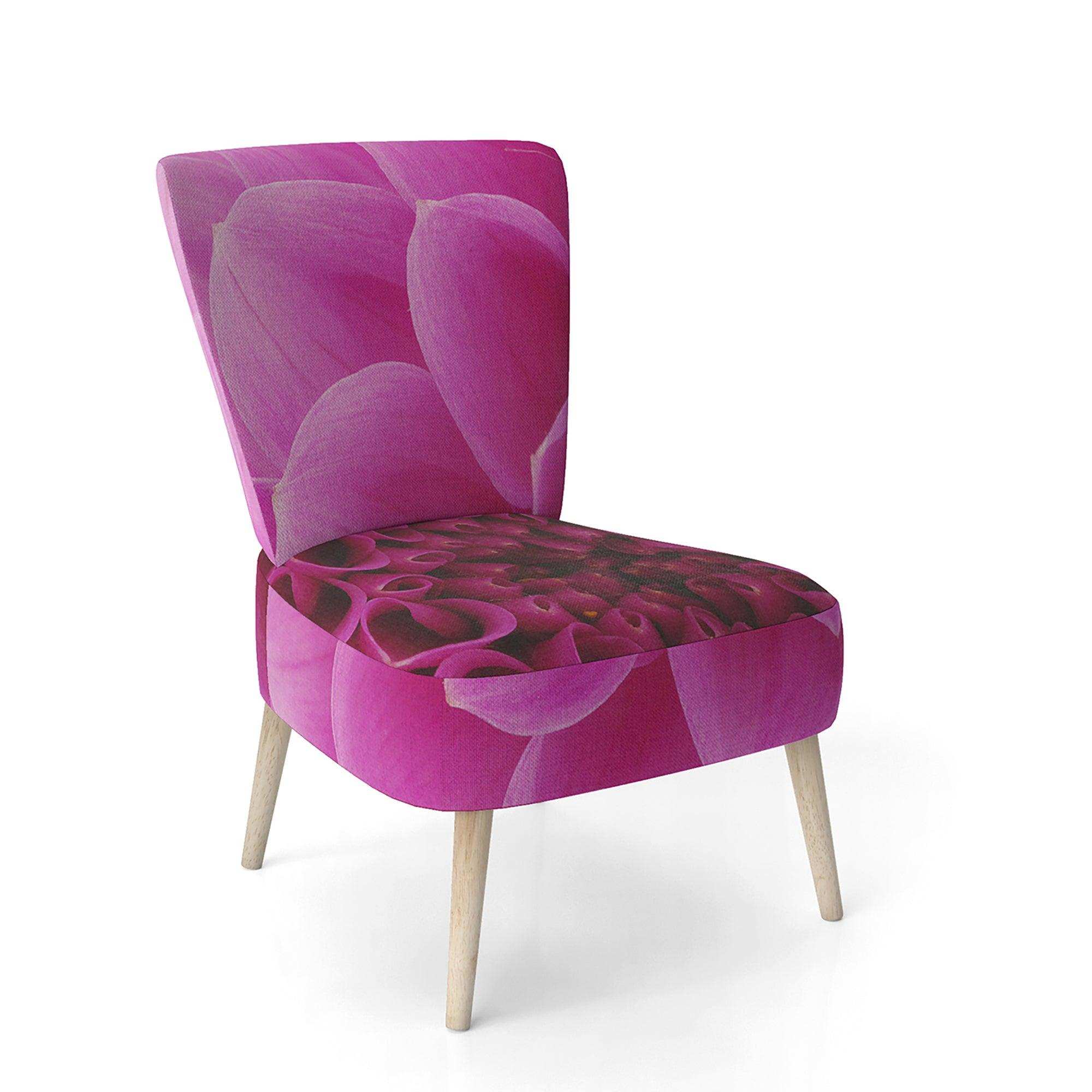 Dark Pink Abstract Flower Petals Floral Accent Chair