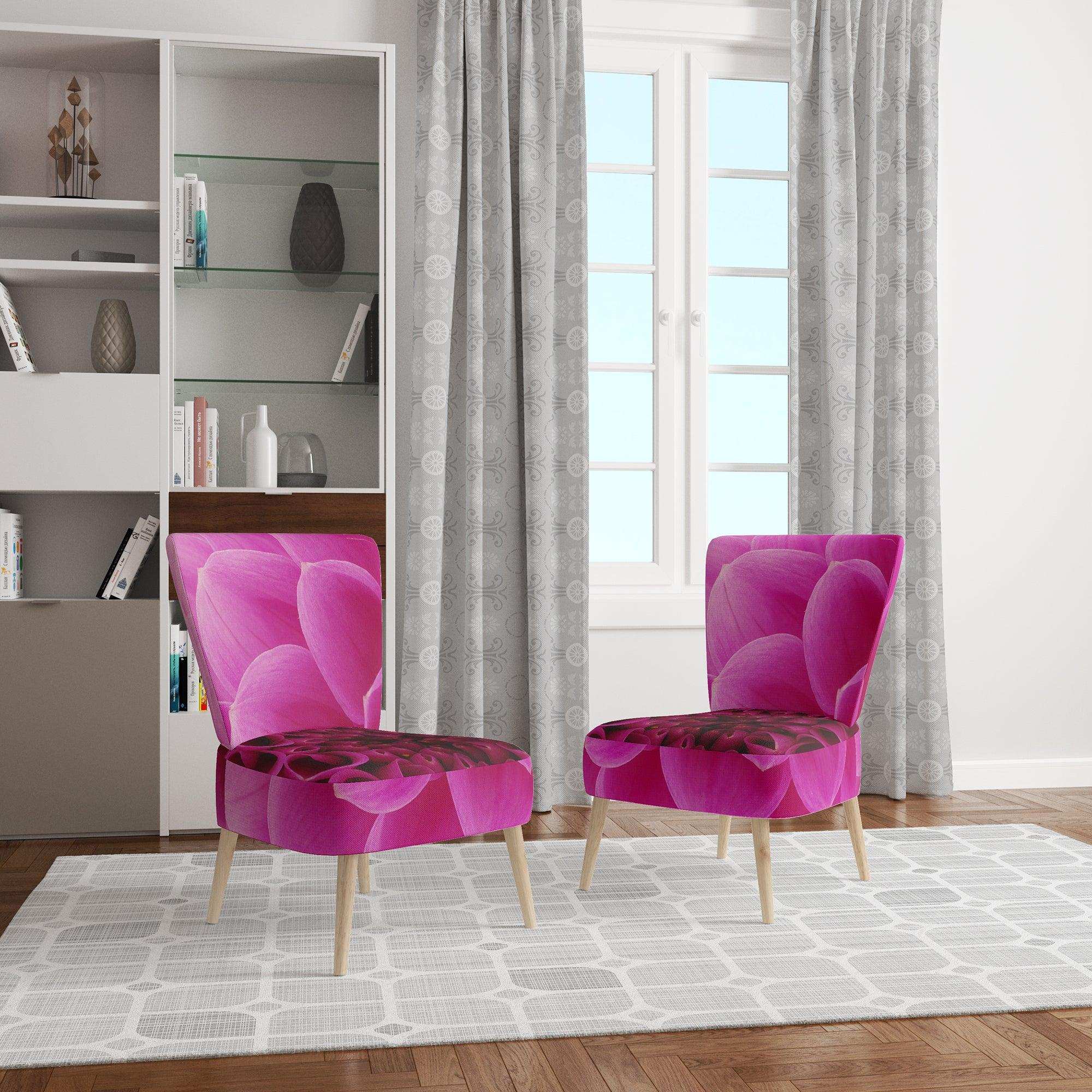 Dark Pink Abstract Flower Petals Floral Accent Chair