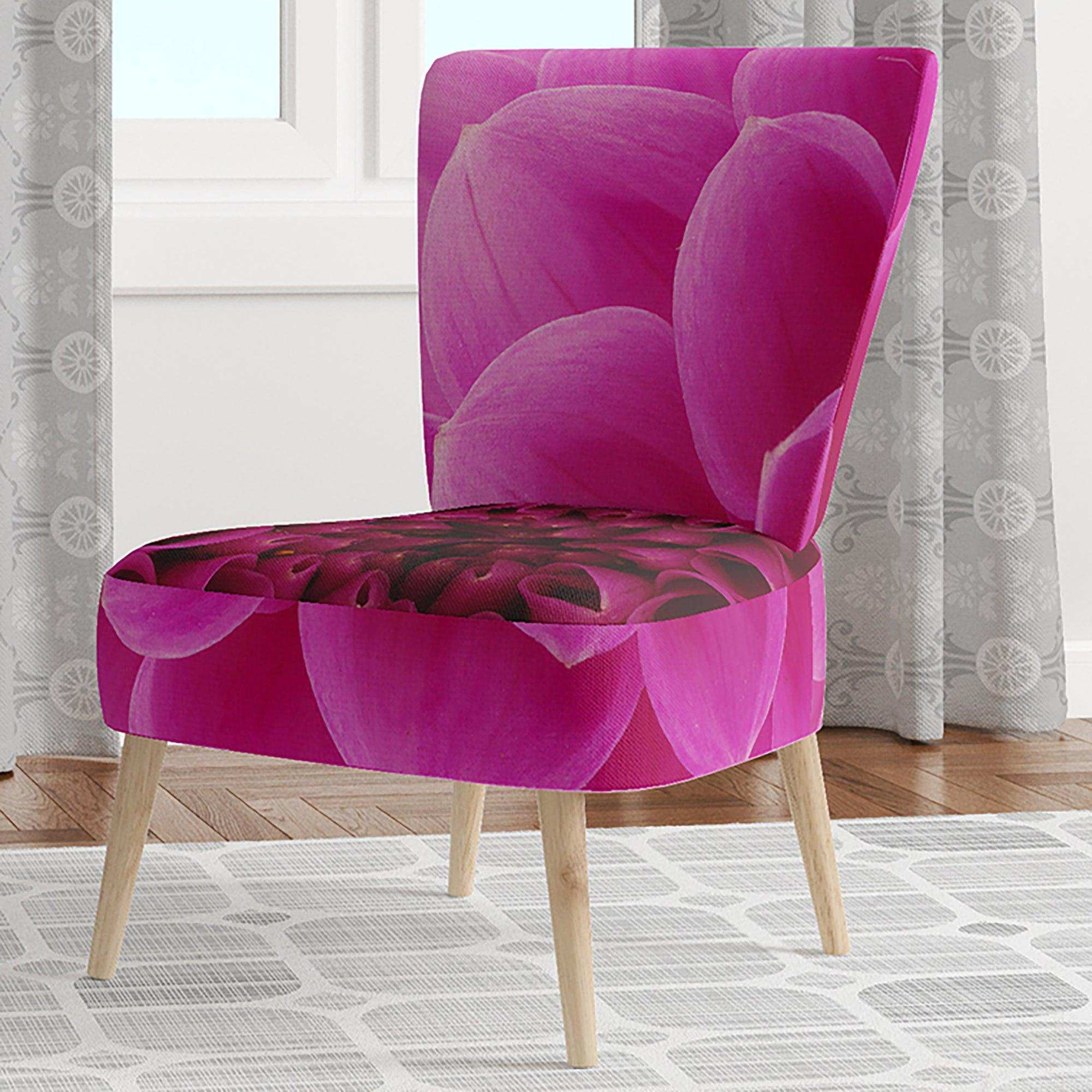 Dark Pink Abstract Flower Petals Floral Accent Chair