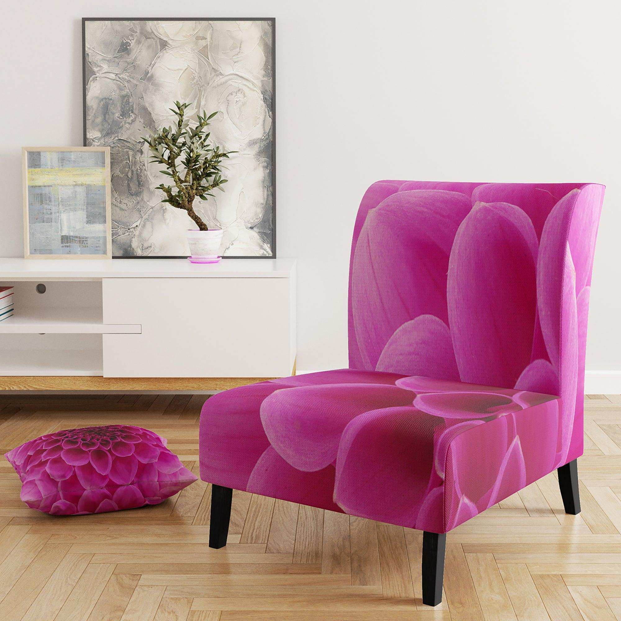Dark Pink Abstract Flower Petals Floral Accent Chair