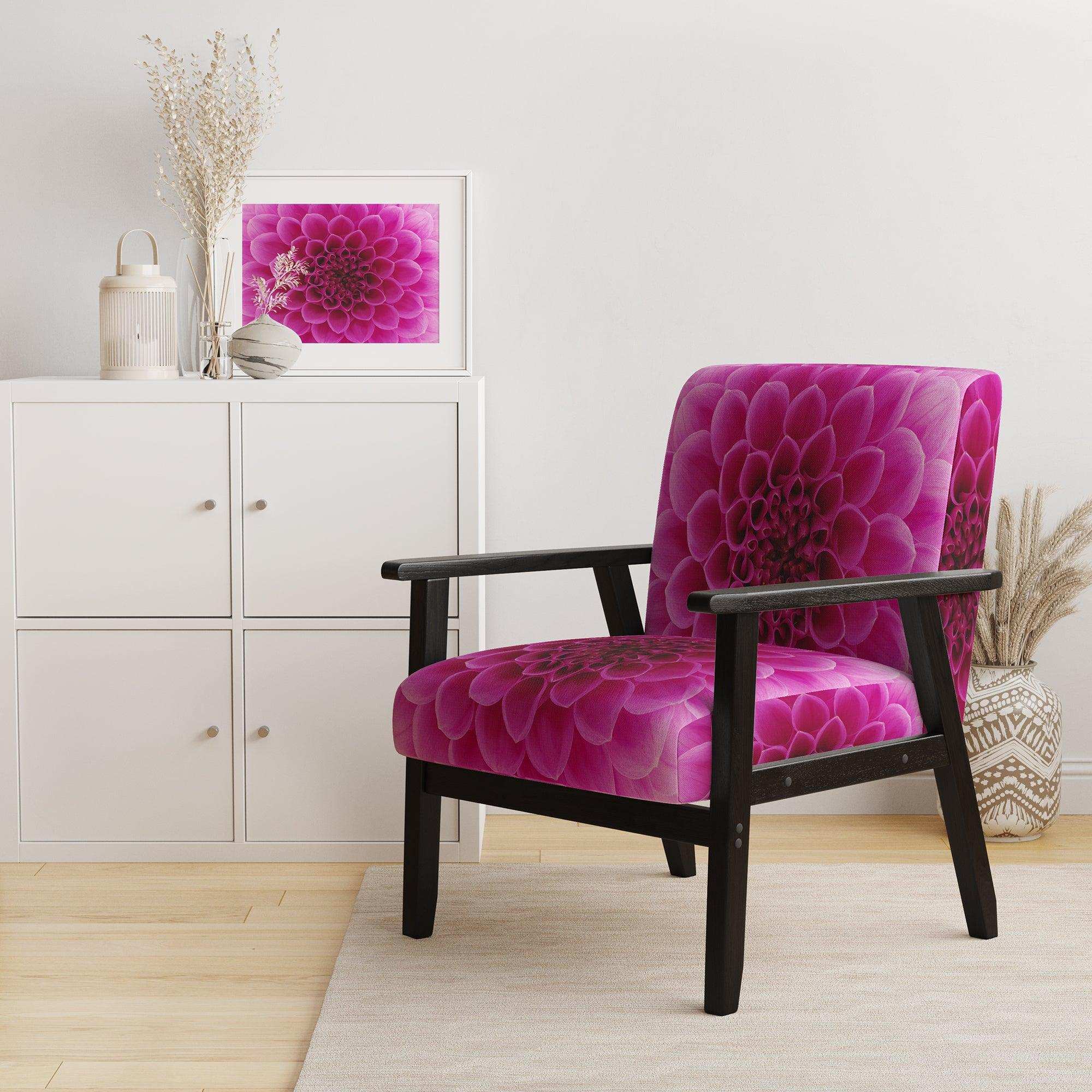 Dark Pink Abstract Flower Petals Floral Accent Chair