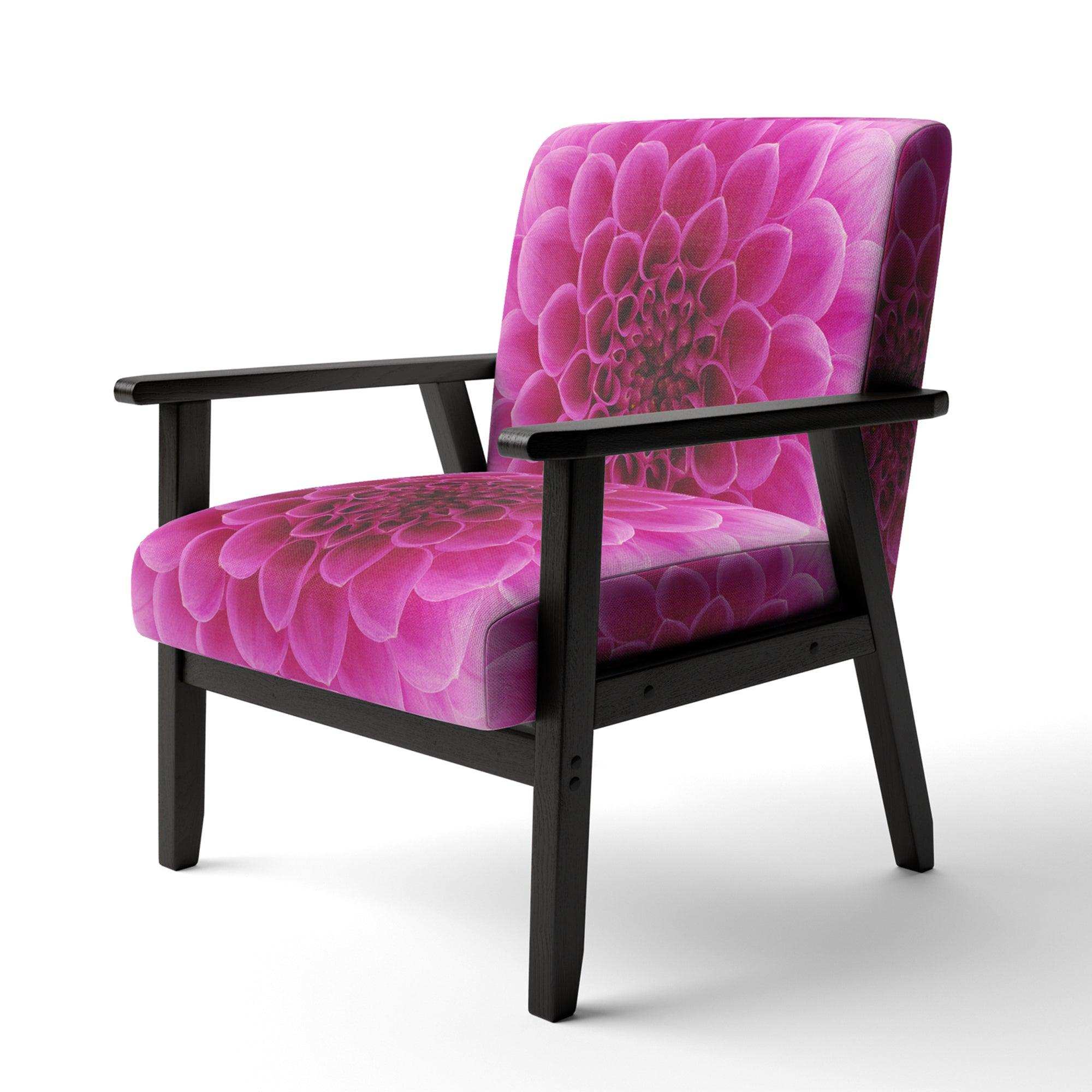 Dark Pink Abstract Flower Petals Floral Accent Chair