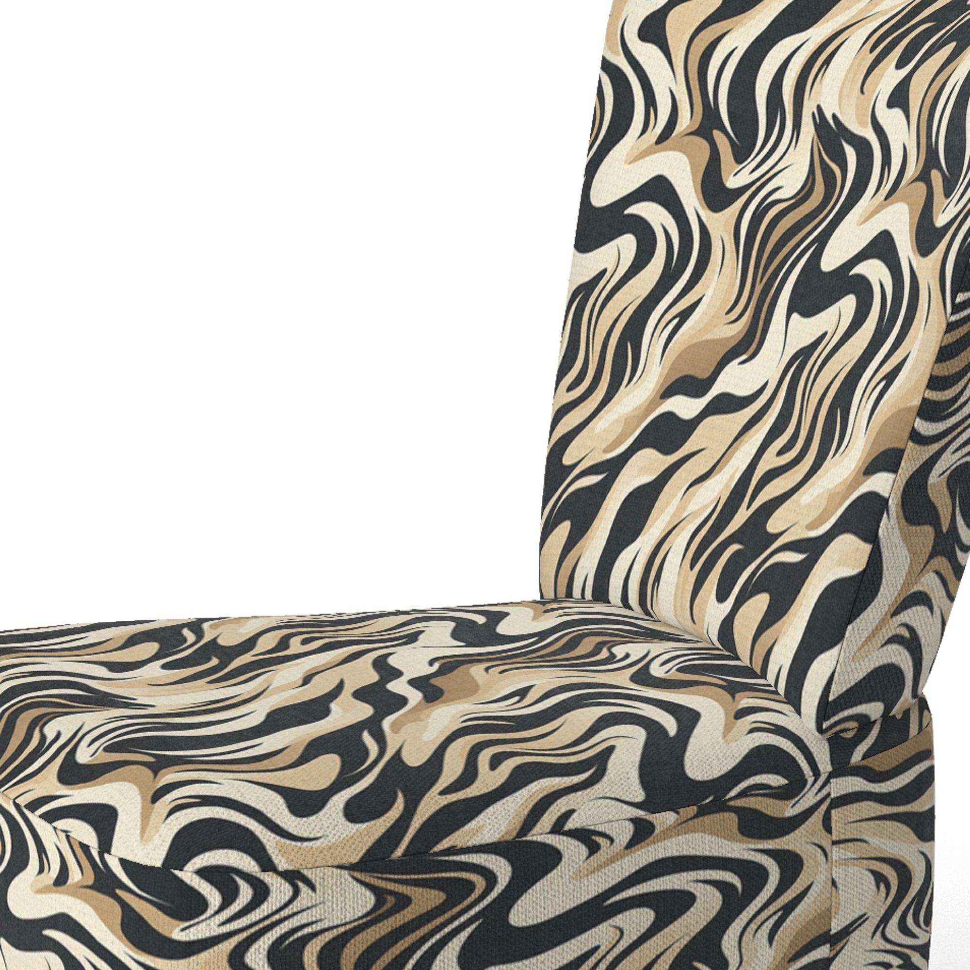 Mocha Zebra Stripes Striped Pattern- Upholstered Accent Chair