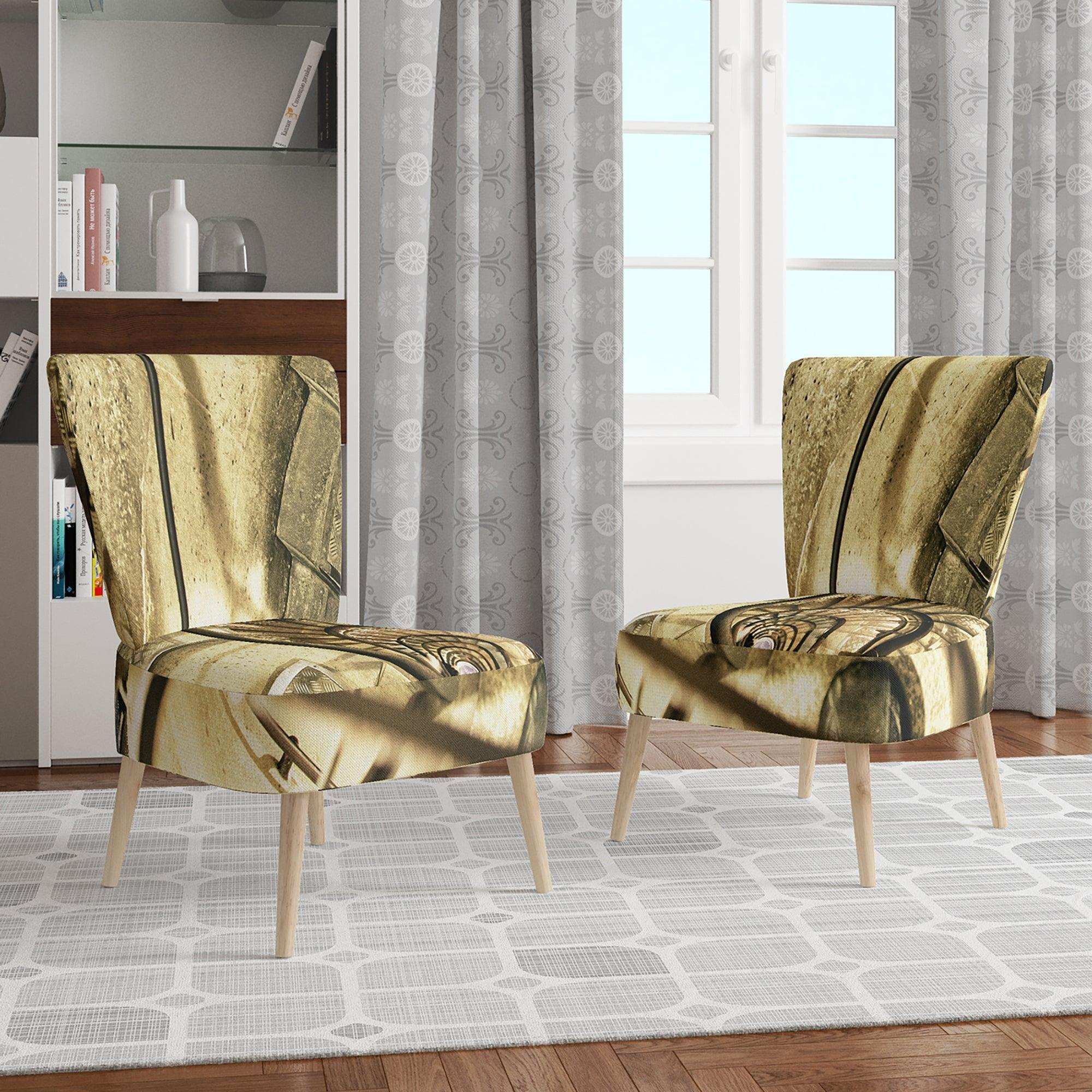 Architectural Detail of Paris in Winter Mid-Century Accent Chair