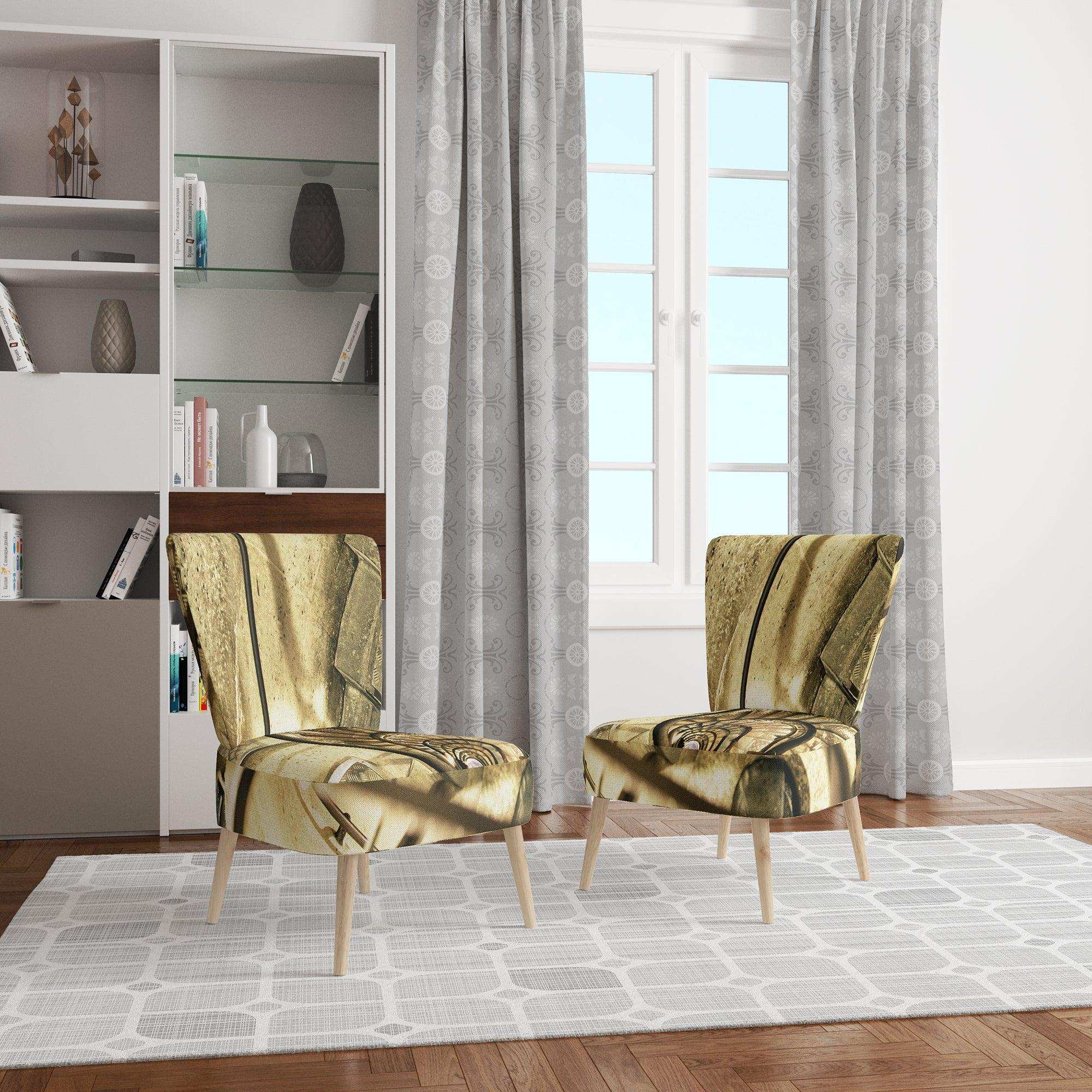 Architectural Detail of Paris in Winter Mid-Century Accent Chair
