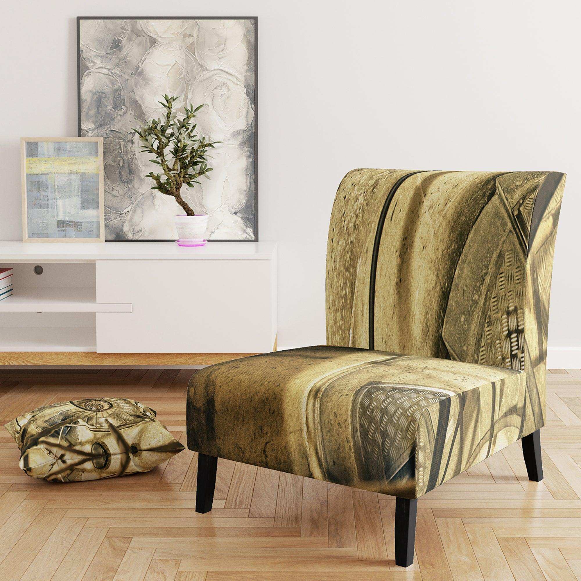 Architectural Detail of Paris in Winter Mid-Century Accent Chair