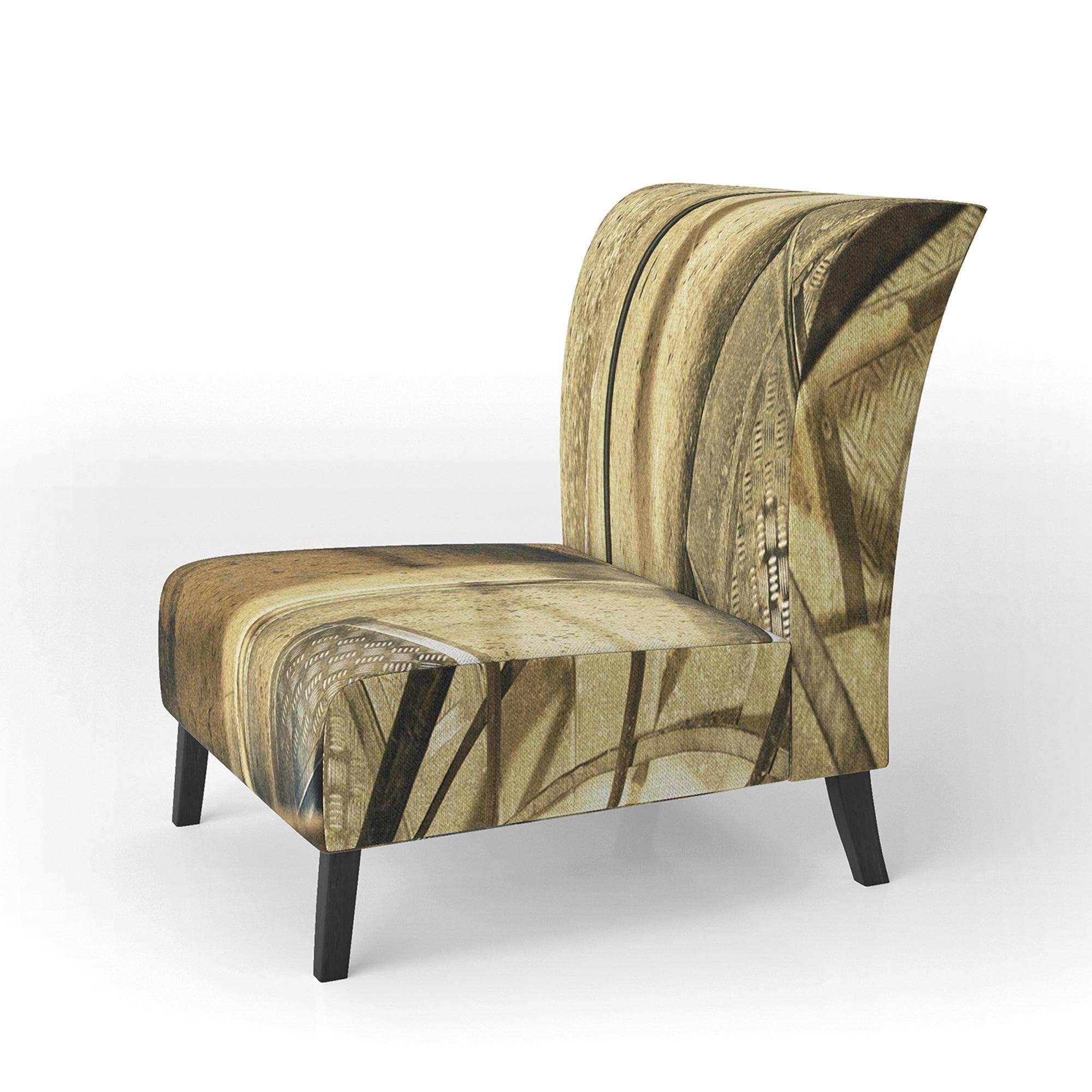 Architectural Detail of Paris in Winter Mid-Century Accent Chair