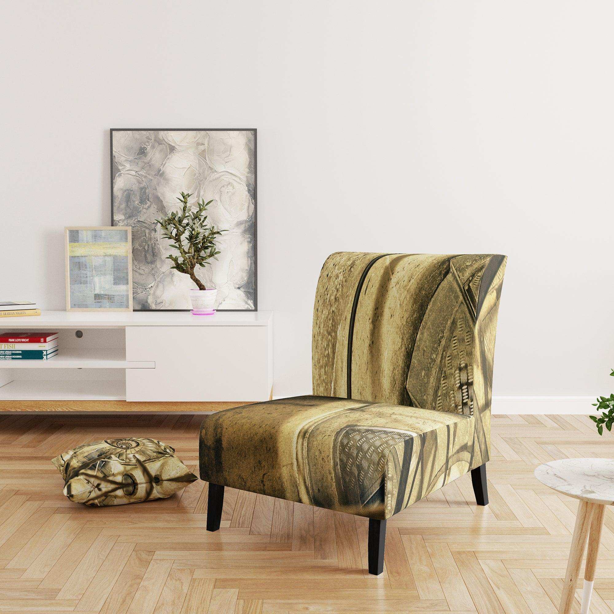 Architectural Detail of Paris in Winter Mid-Century Accent Chair