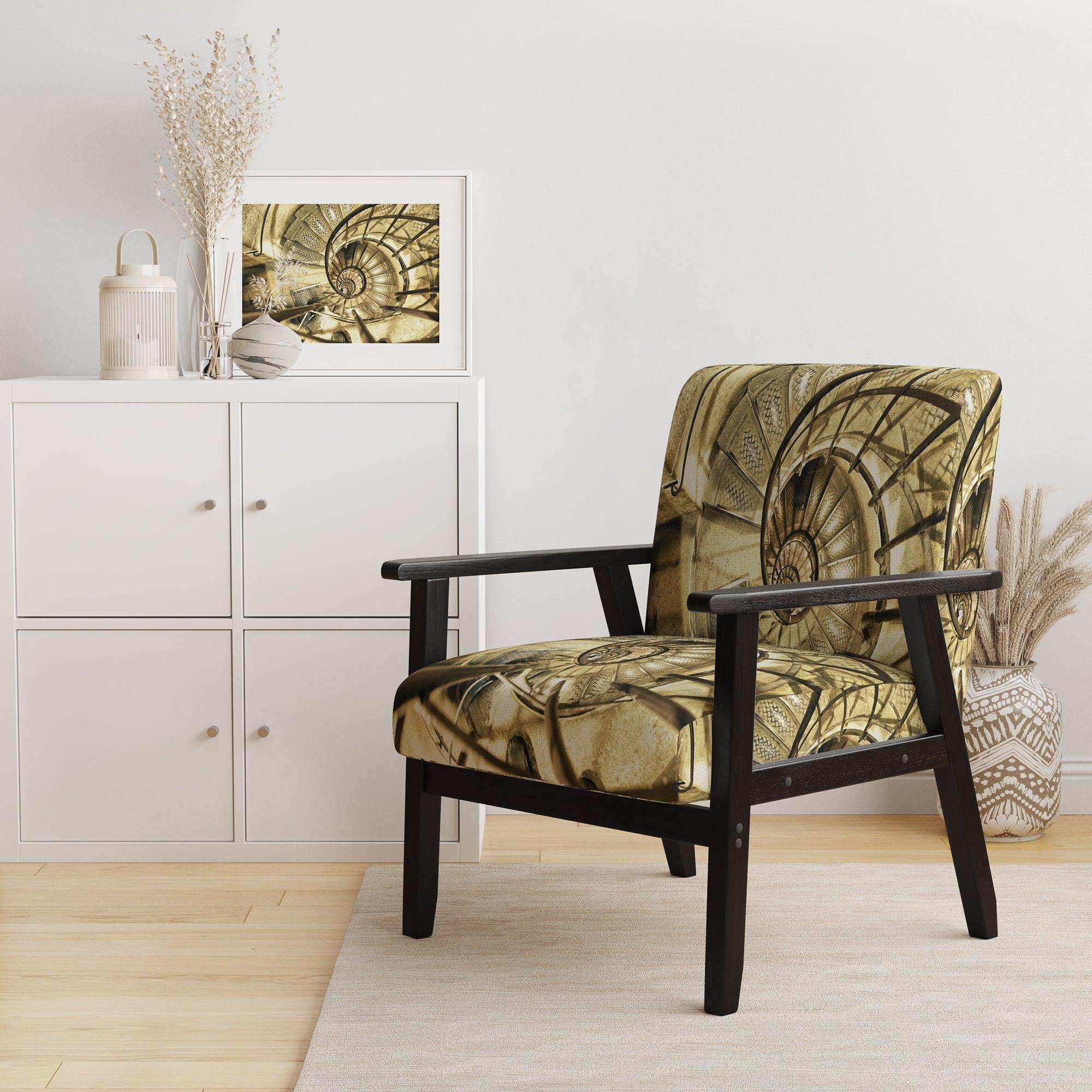 Architectural Detail of Paris in Winter Mid-Century Accent Chair