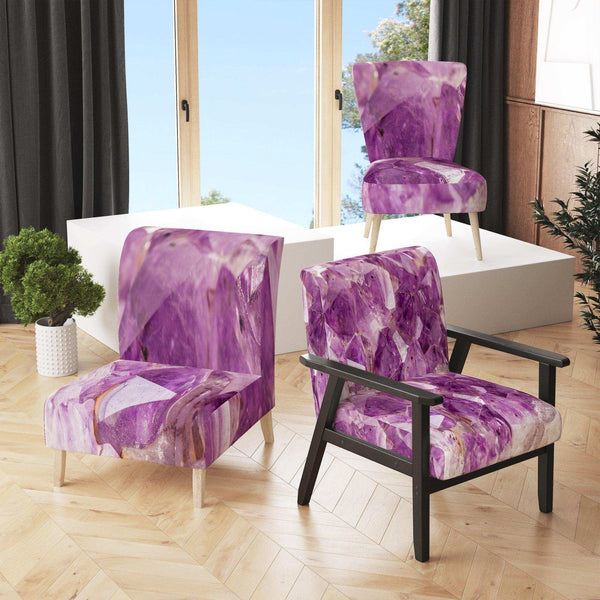 Purple Amethyst Macro Mid-Century Accent Chair – Designart Wall