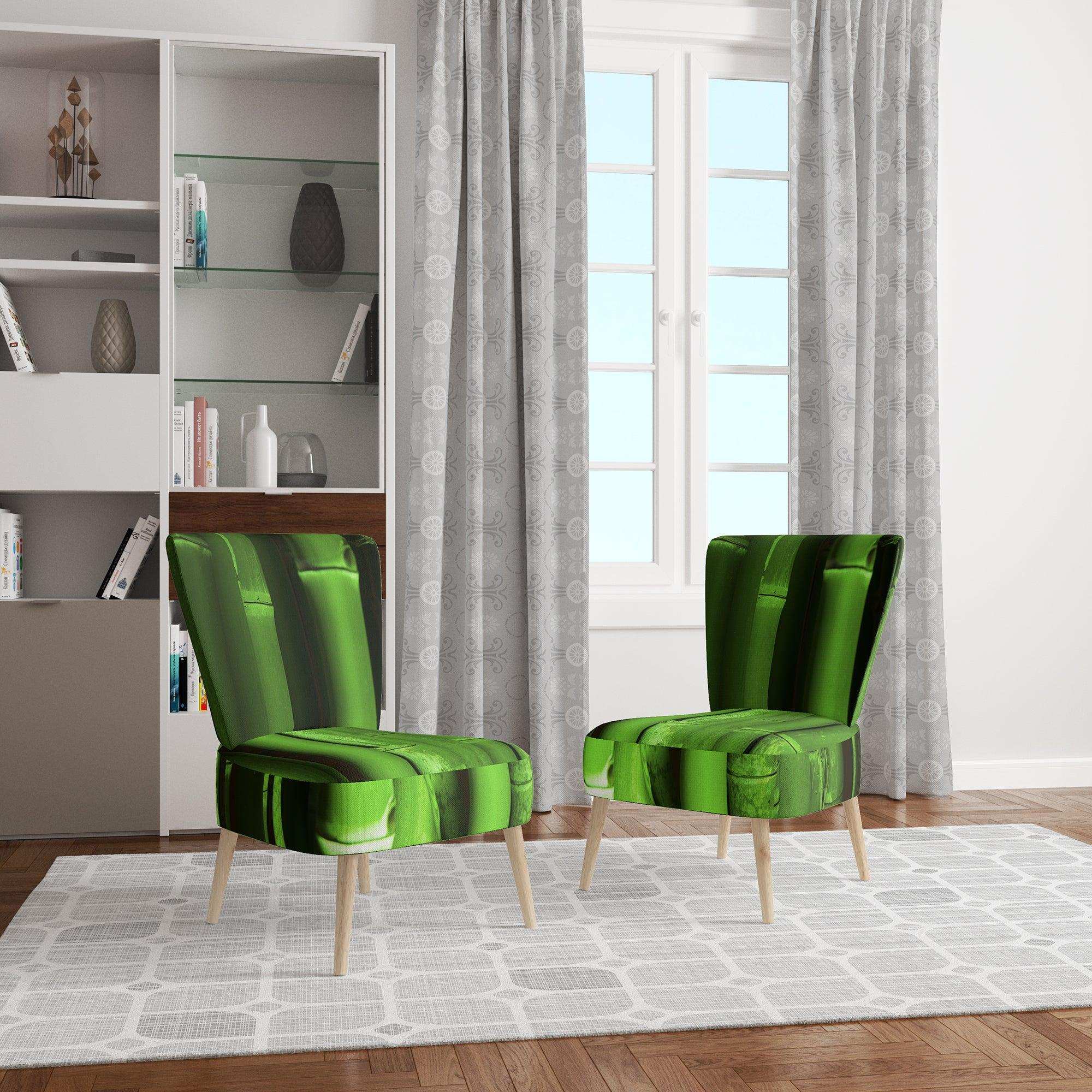 Green Bamboo Forest Floral Accent Chair