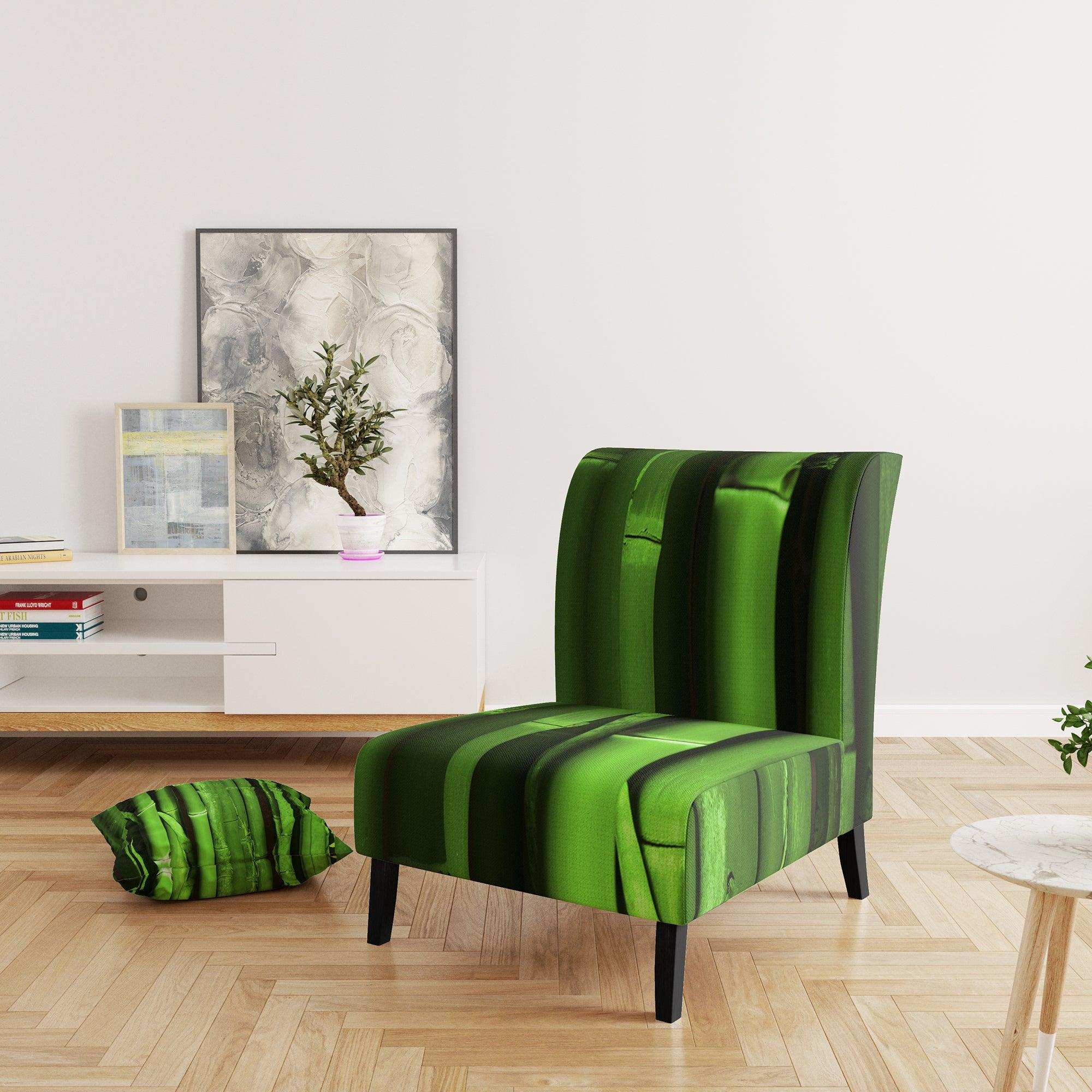 Green Bamboo Forest Floral Accent Chair