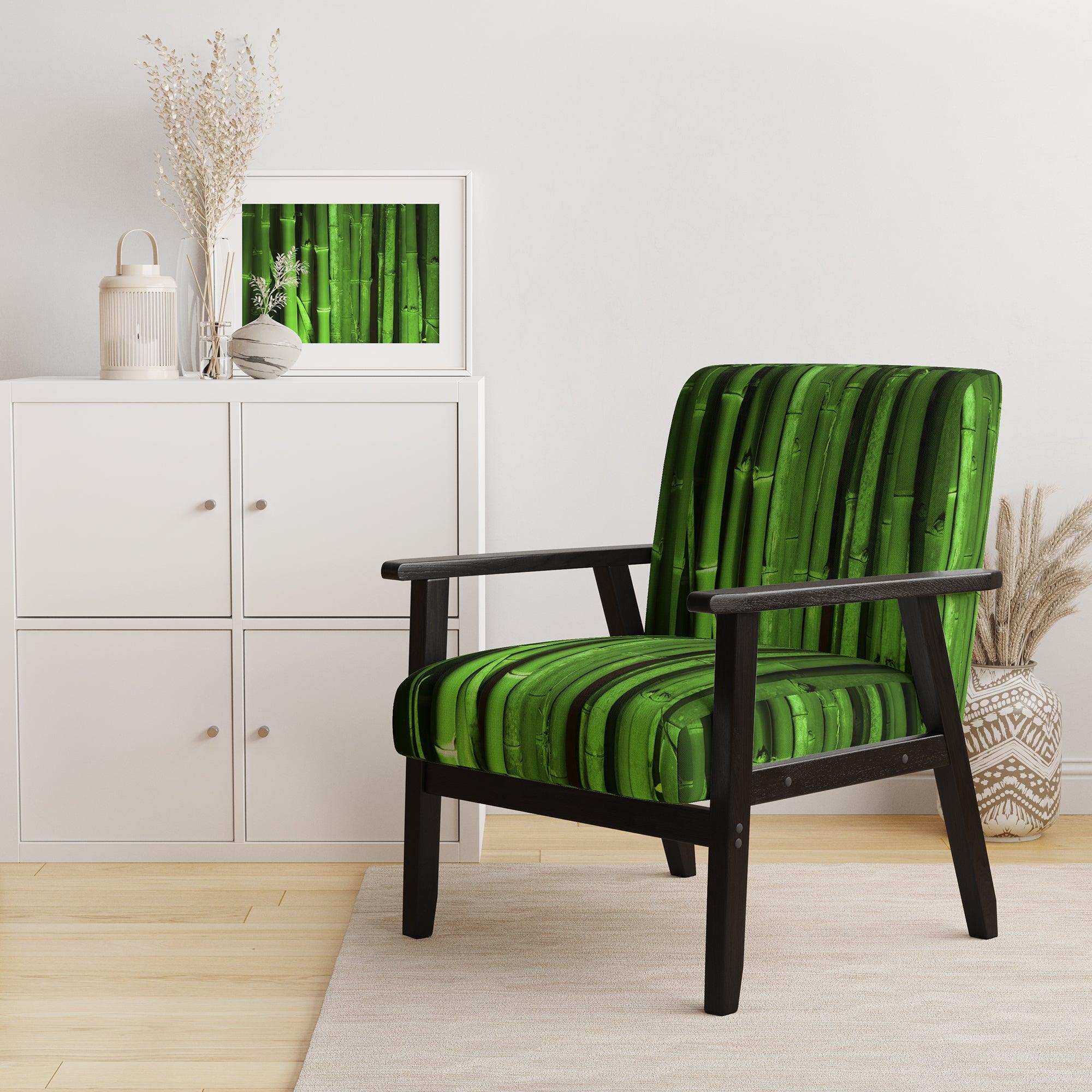 Green Bamboo Forest Floral Accent Chair