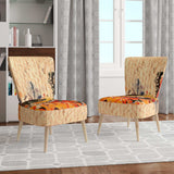 Orange Buttlerfly in Watercolor Painting Floral Accent Chair