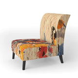 Orange Buttlerfly in Watercolor Painting Floral Accent Chair