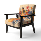 Orange Buttlerfly in Watercolor Painting Floral Accent Chair