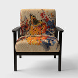 Orange Buttlerfly in Watercolor Painting Floral Accent Chair
